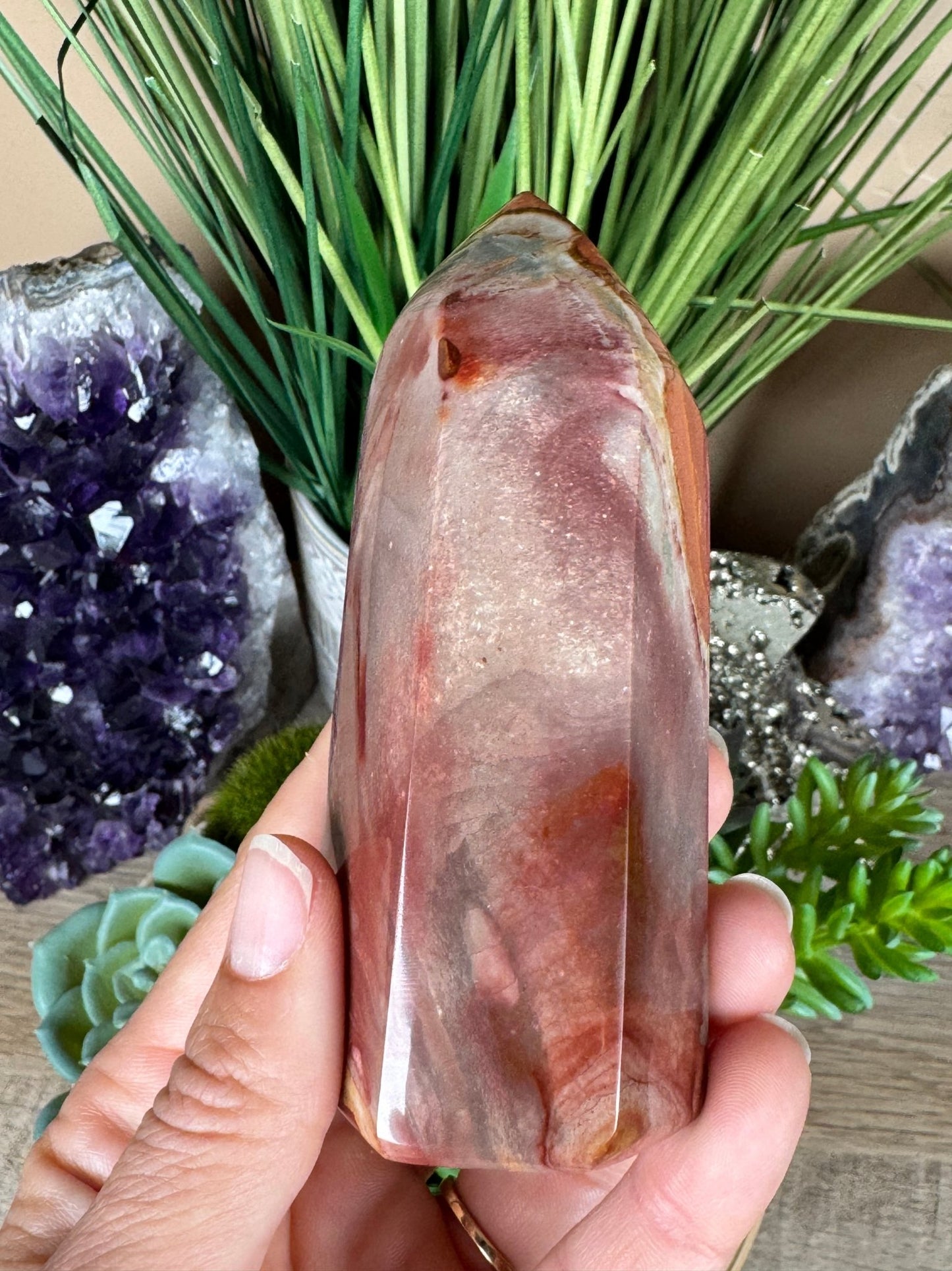 Polychrome Desert Jasper Point 105mm, 4in - Purple Door Alchemy