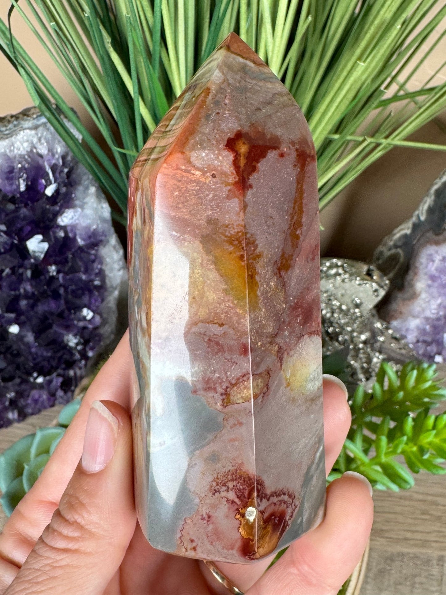 Polychrome Desert Jasper Point 105mm, 4in - Purple Door Alchemy