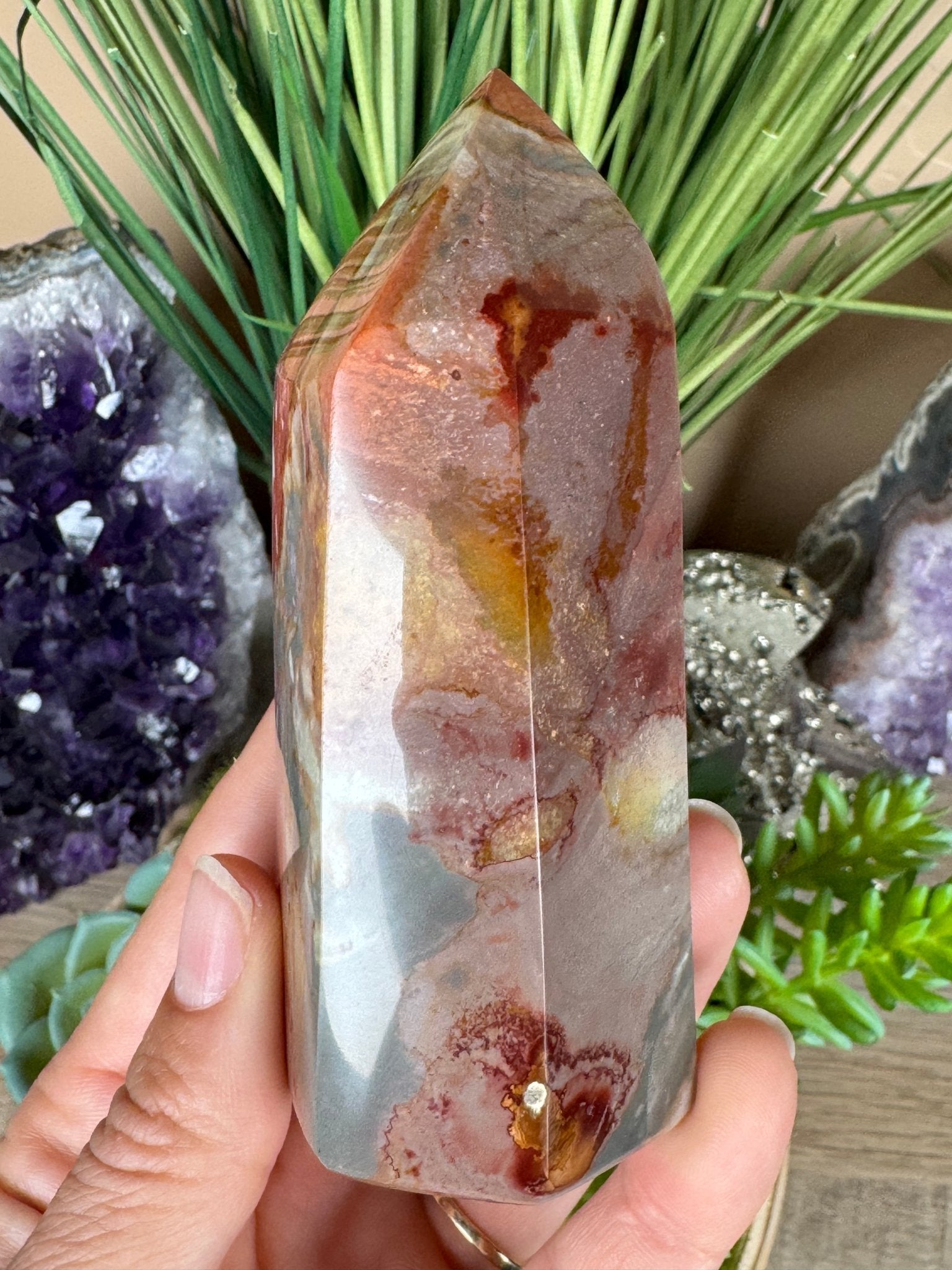 Polychrome Desert Jasper Point 105mm, 4in - Purple Door Alchemy