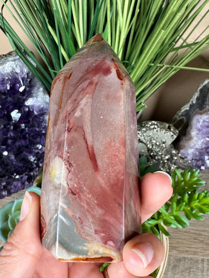 Polychrome Desert Jasper Point 105mm, 4in - Purple Door Alchemy