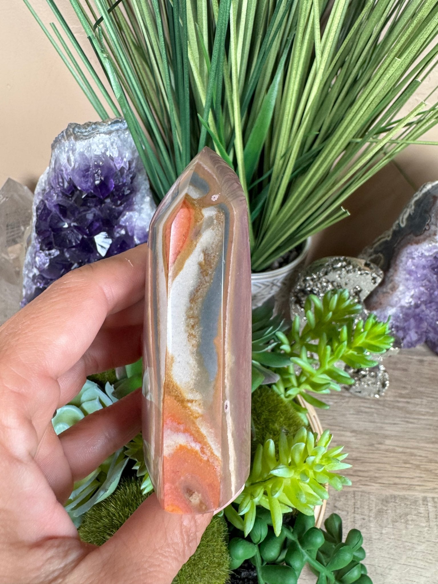 Polychrome Desert Jasper Point 95mm, 3.74in - Purple Door Alchemy