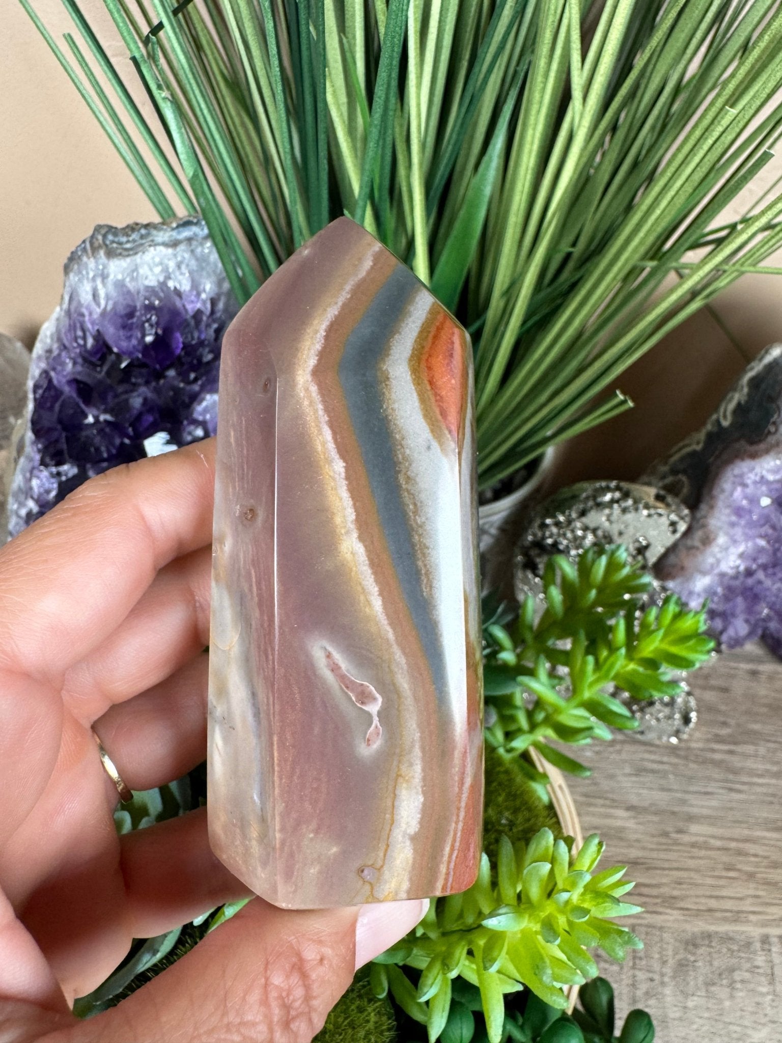 Polychrome Desert Jasper Point 95mm, 3.74in - Purple Door Alchemy