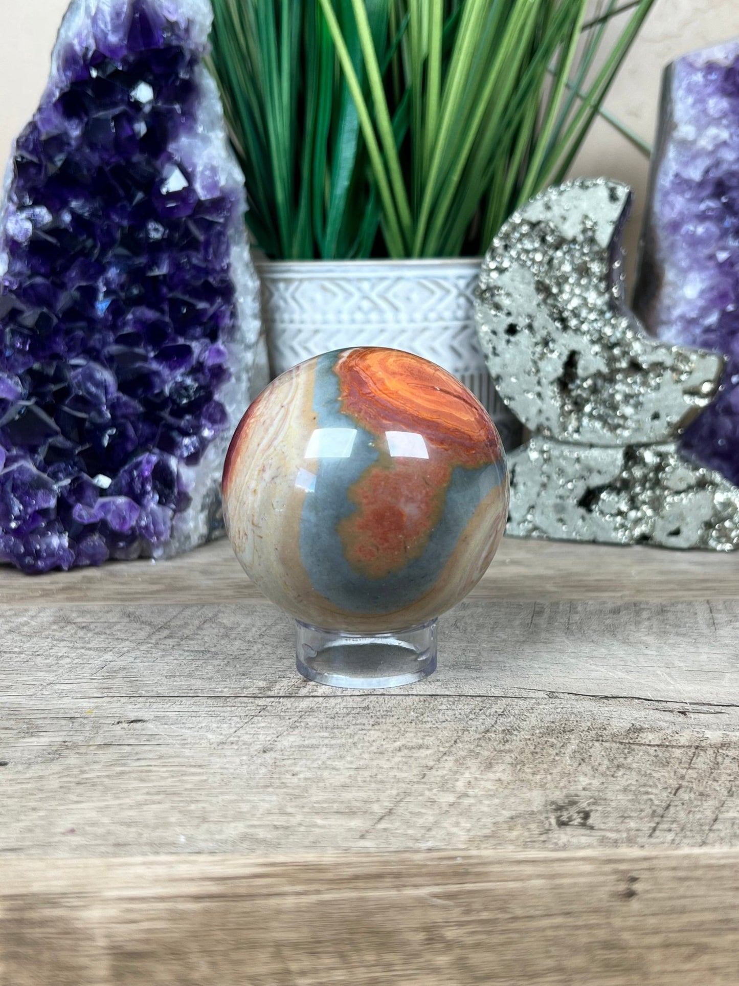 Polychrome Jasper Sphere 63mm (2.5 inches) - Purple Door Alchemy