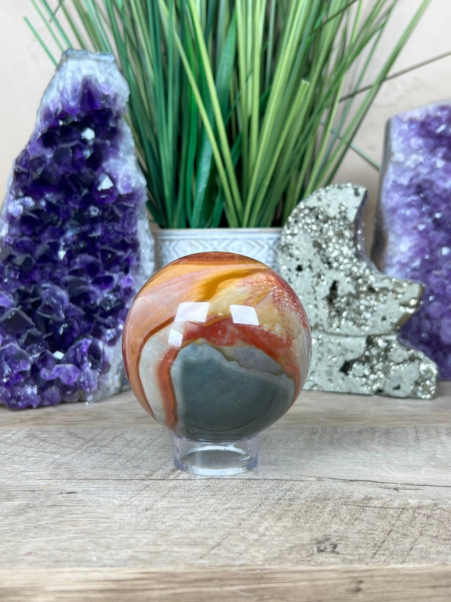Polychrome Jasper Sphere 70mm (2.75 inches) - Purple Door Alchemy