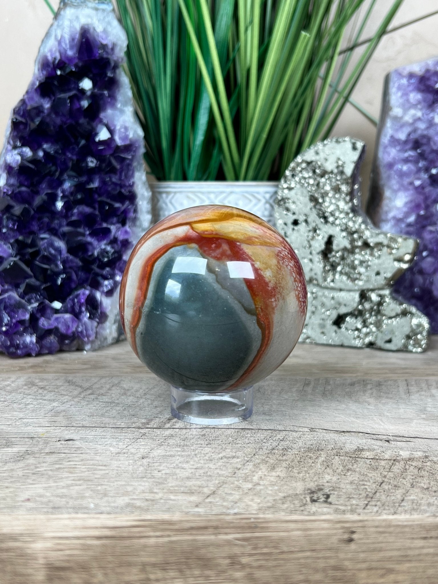 Polychrome Jasper Sphere 70mm (2.75 inches) - Purple Door Alchemy