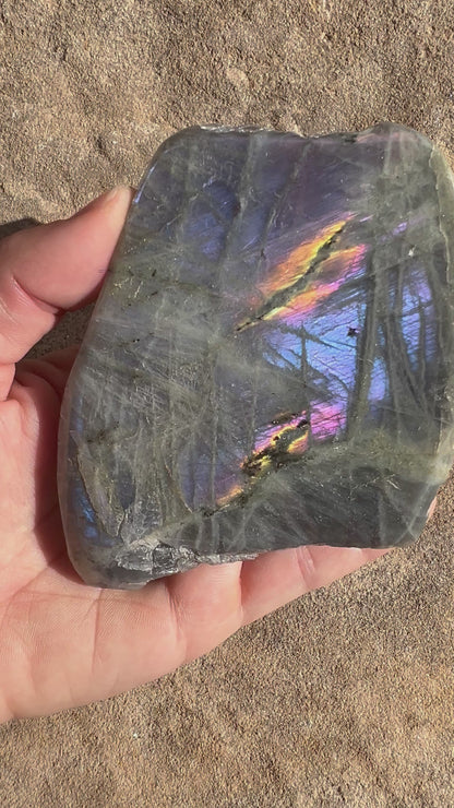 Purple Flash Labradorite Polished Slab 202g