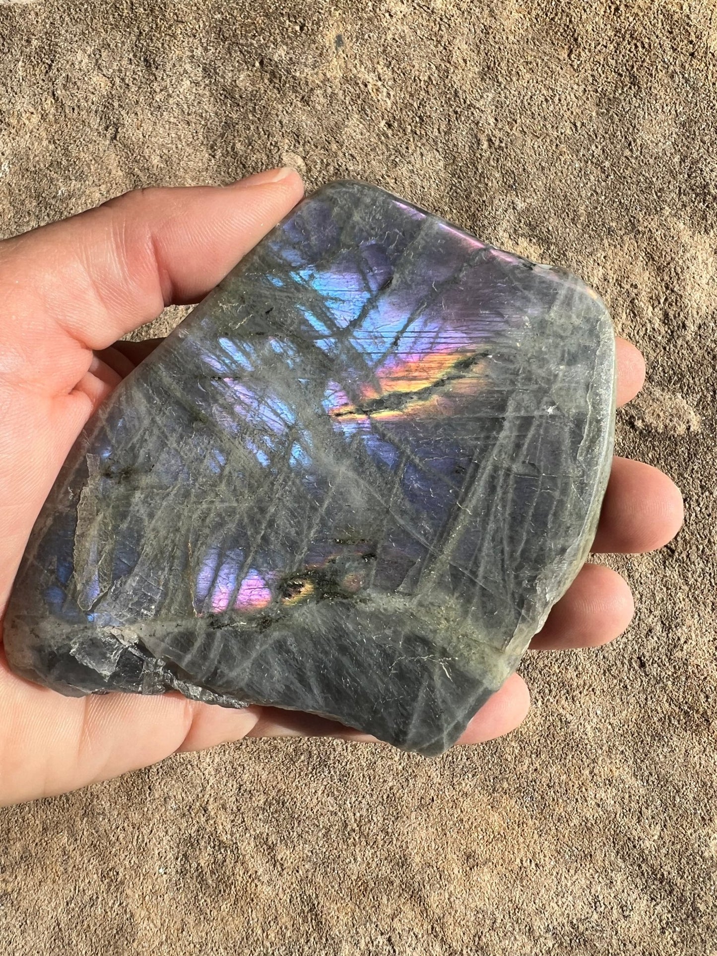 Purple Flash Labradorite Polished Slab 202g - Purple Door Alchemy