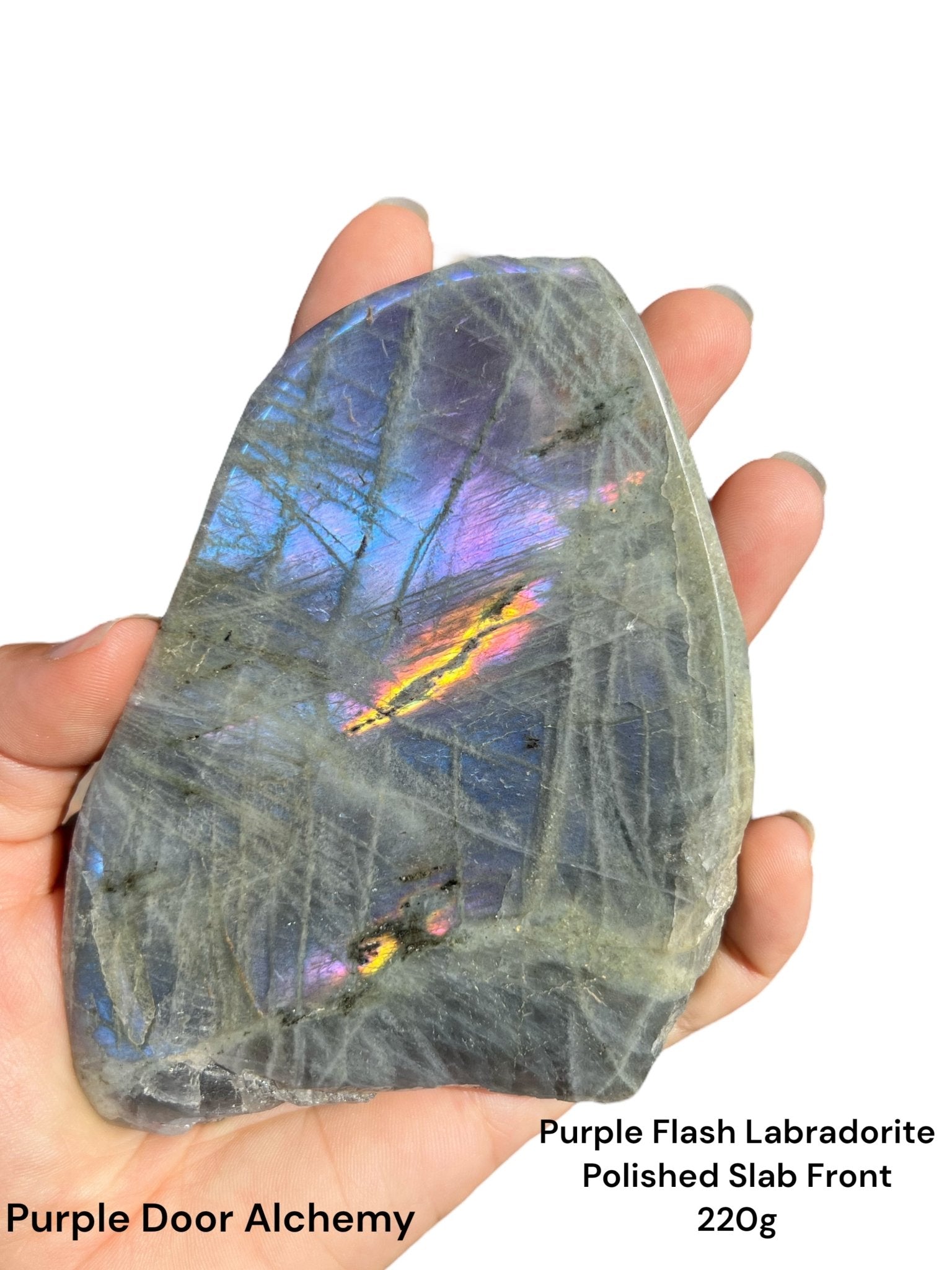 Purple Flash Labradorite Polished Slab 220g - Purple Door Alchemy