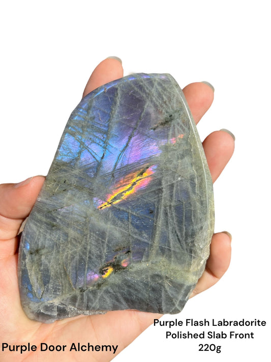 Purple Flash Labradorite Polished Slab 220g - Purple Door Alchemy
