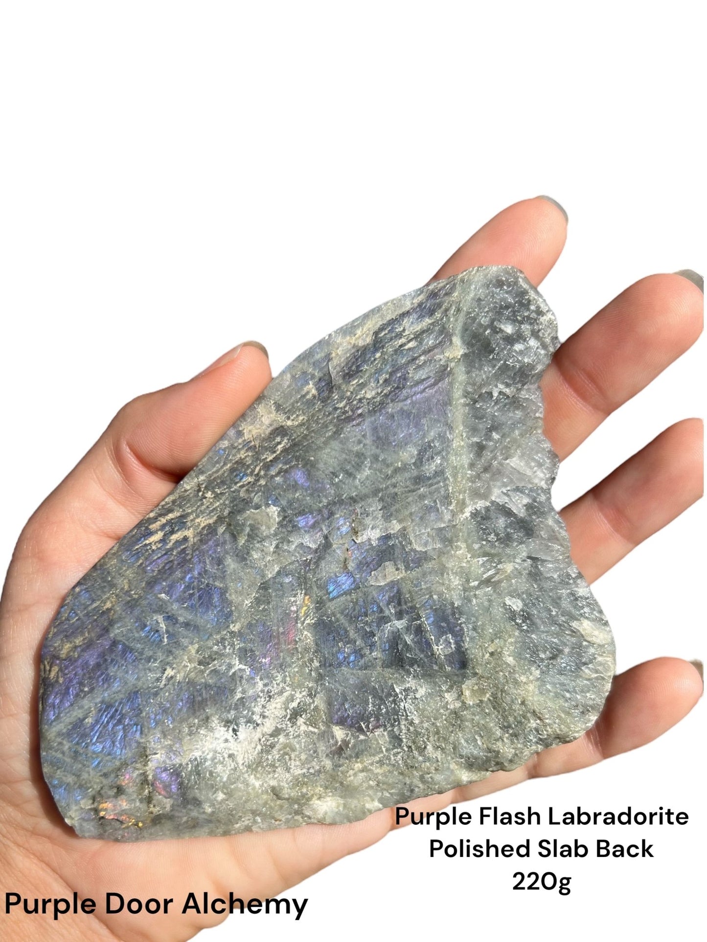 Purple Flash Labradorite Polished Slab 220g - Purple Door Alchemy