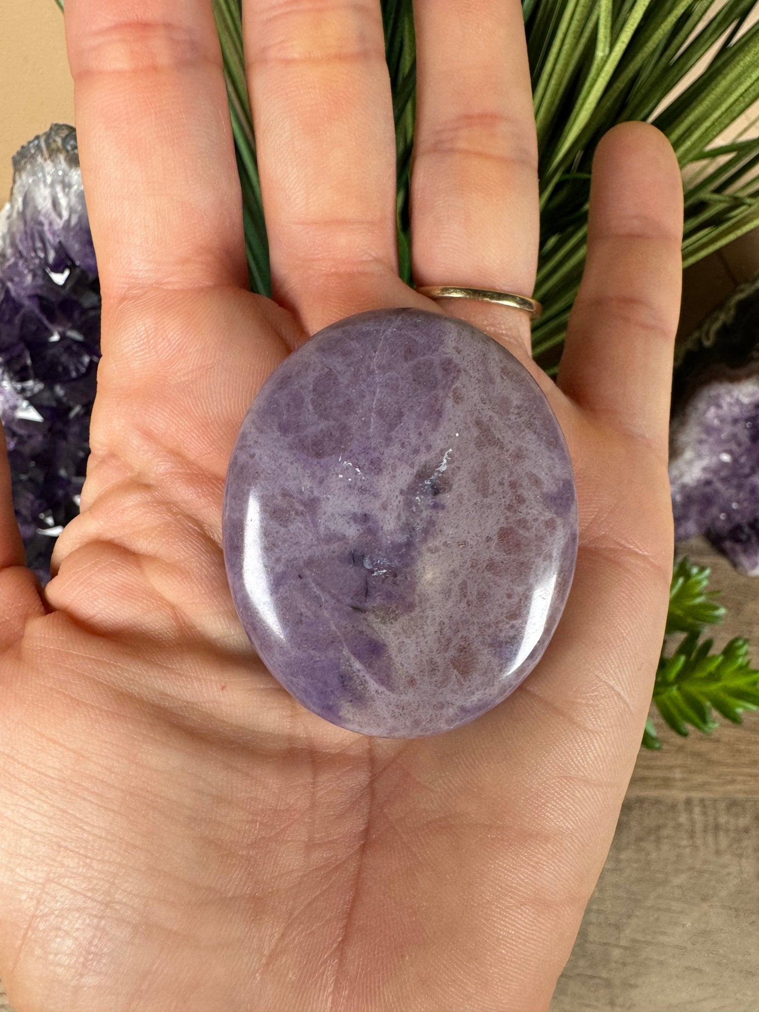 Purple Jade Palm Stone - Purple Door Alchemy
