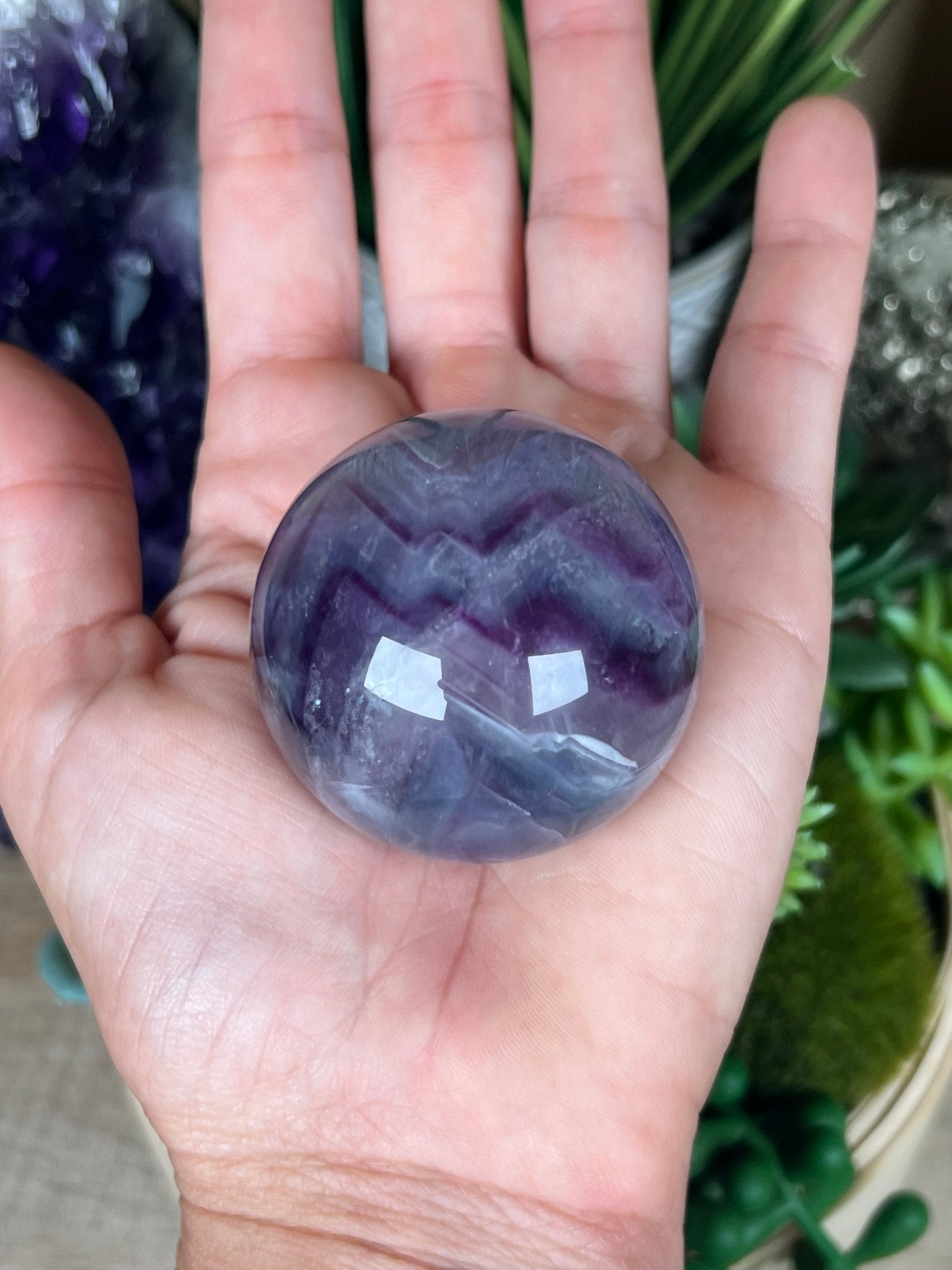 Rainbow Fluorite Sphere 46mm/1.8in - Purple Door Alchemy