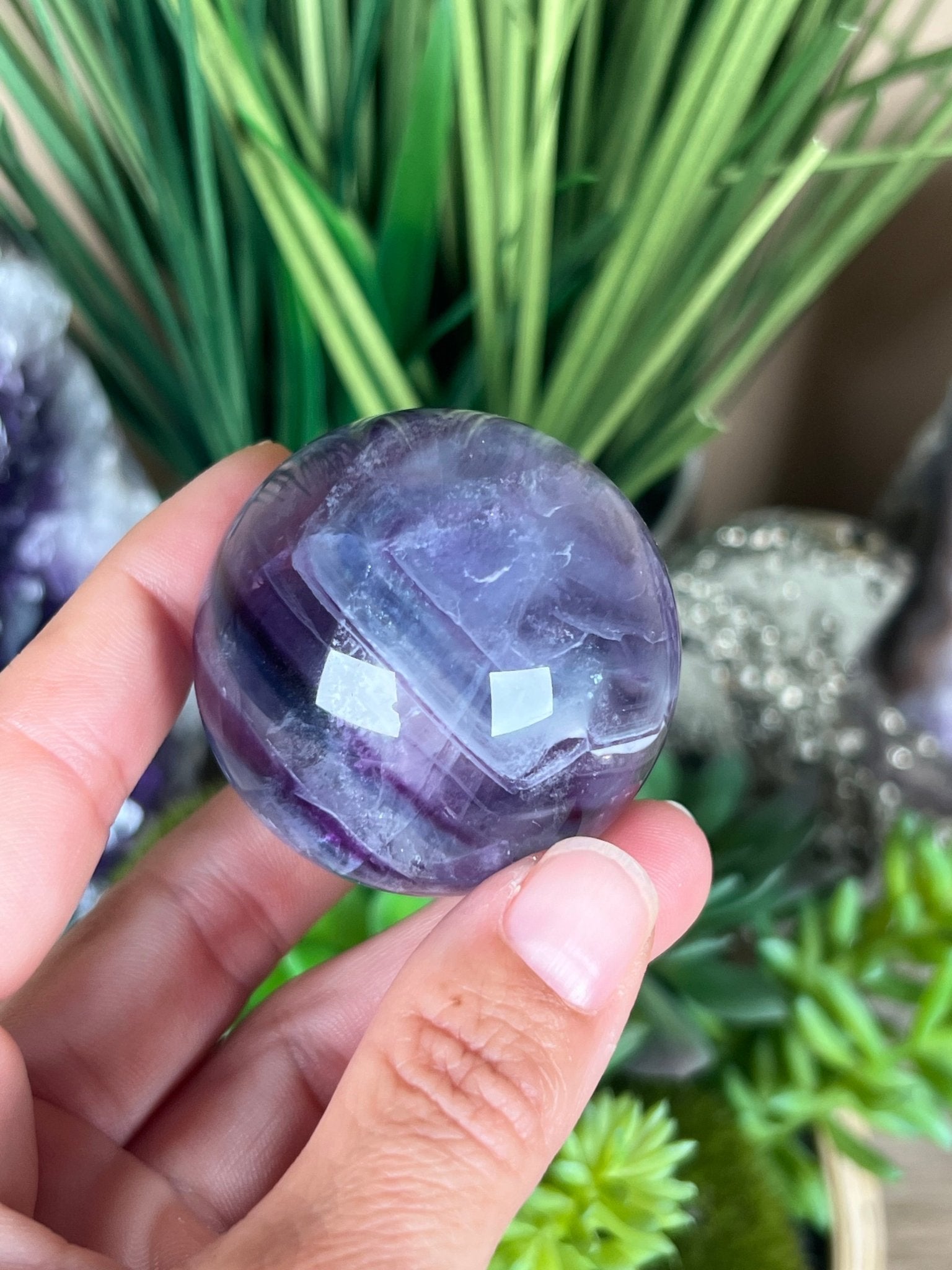 Rainbow Fluorite Sphere 46mm/1.8in - Purple Door Alchemy