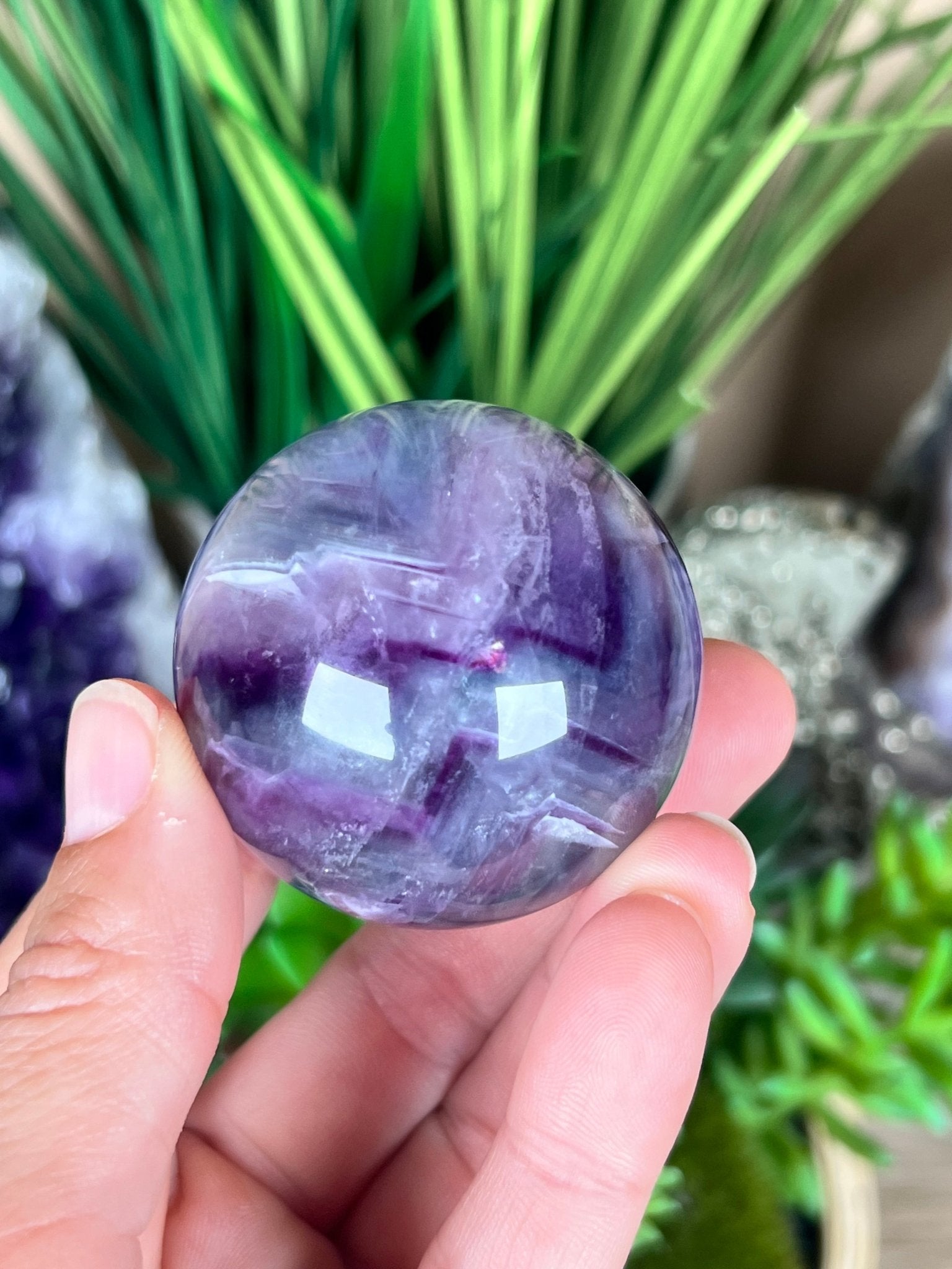 Rainbow Fluorite Sphere 46mm/1.8in - Purple Door Alchemy
