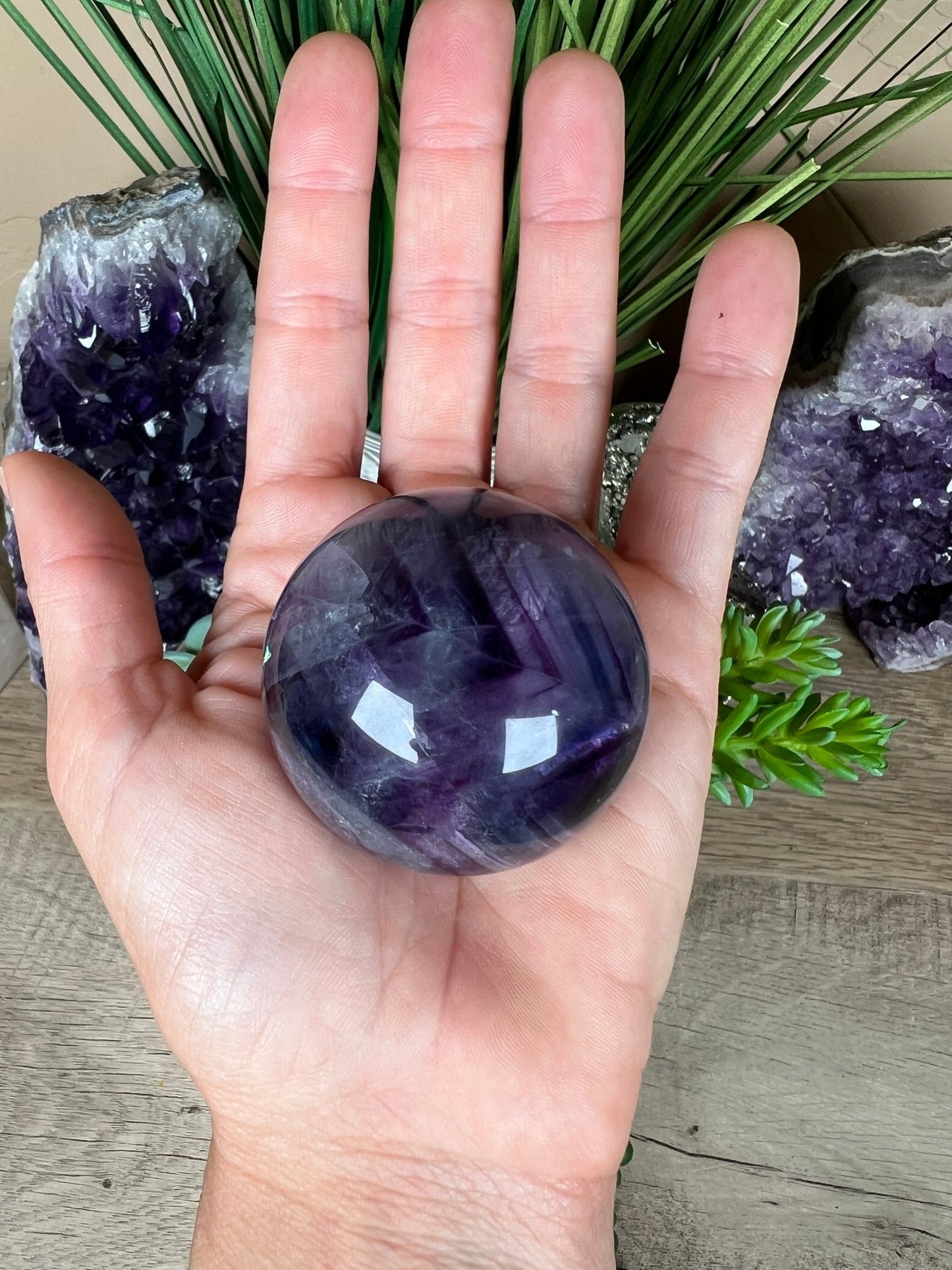 Rainbow Fluorite Sphere 47mm/1.85in - Purple Door Alchemy