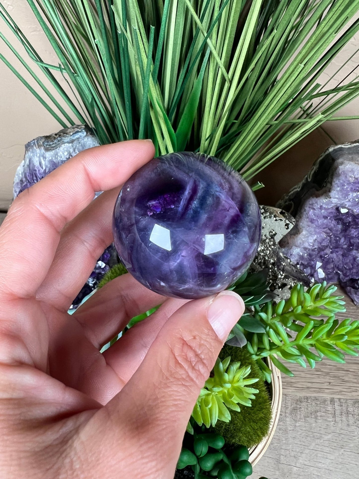 Rainbow Fluorite Sphere 47mm/1.85in - Purple Door Alchemy