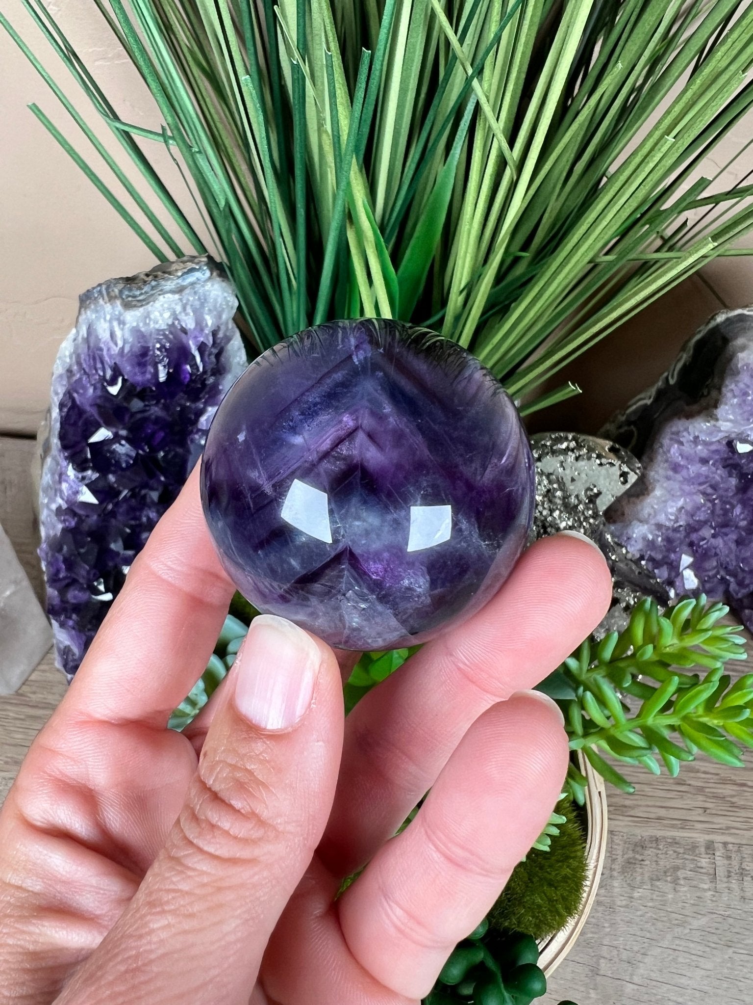Rainbow Fluorite Sphere 47mm/1.85in - Purple Door Alchemy