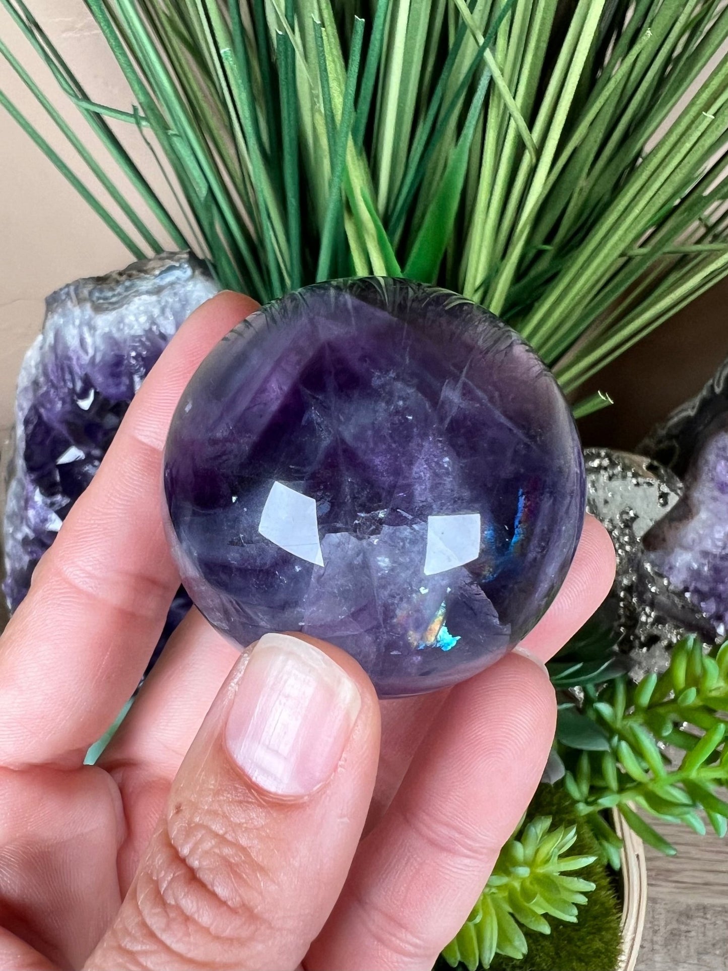 Rainbow Fluorite Sphere 47mm/1.85in - Purple Door Alchemy