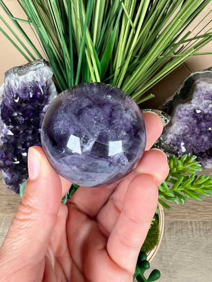 Rainbow Fluorite Sphere 47mm/1.85in - Purple Door Alchemy