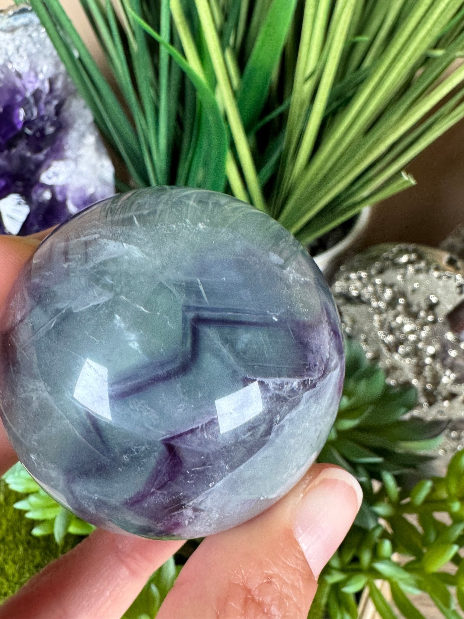 Rainbow Fluorite Sphere 49mm/1.92in - Purple Door Alchemy