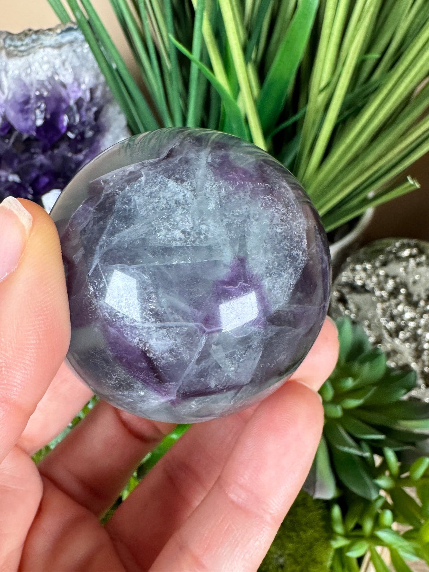 Rainbow Fluorite Sphere 49mm/1.92in - Purple Door Alchemy