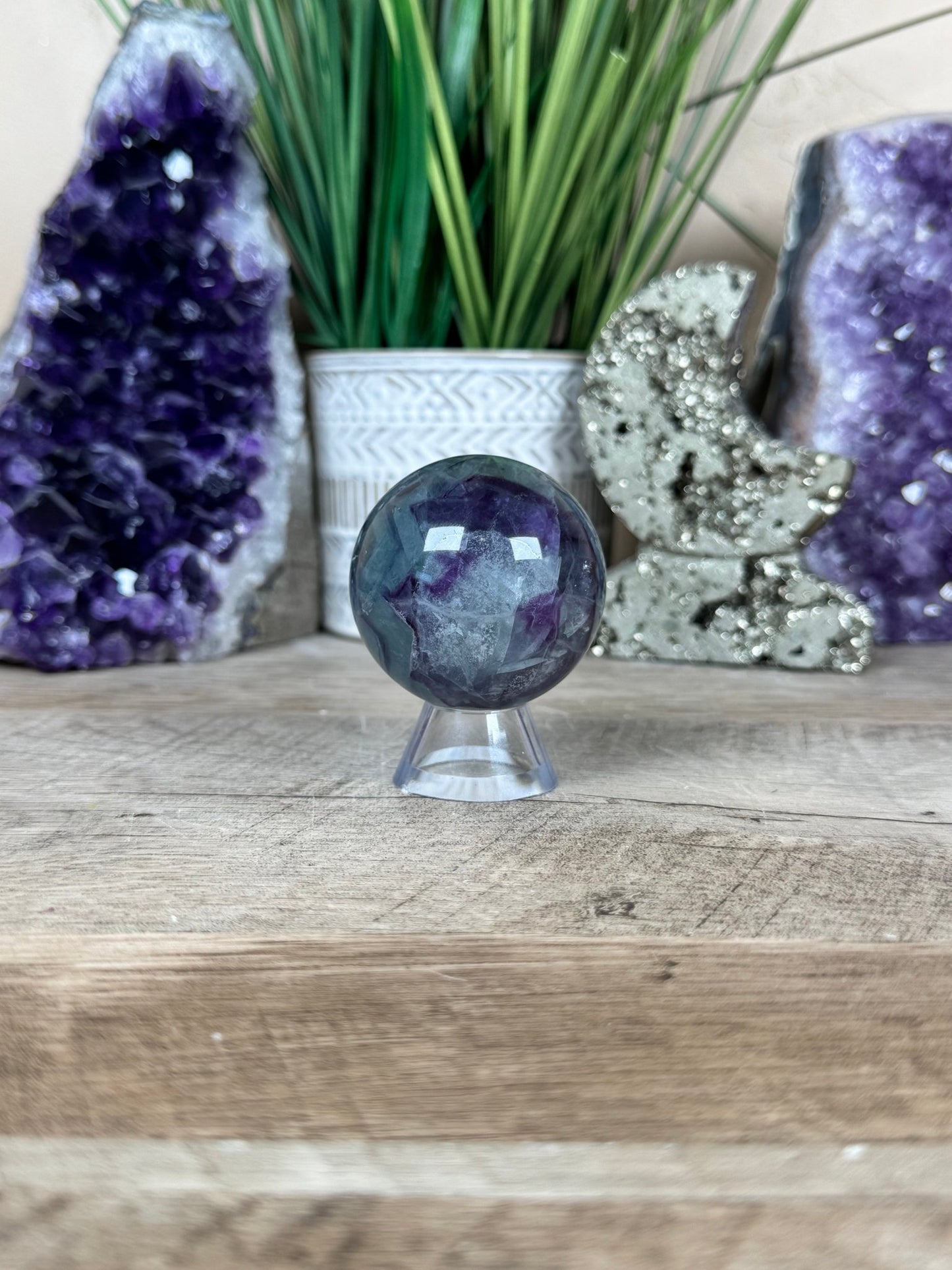 Rainbow Fluorite Sphere 49mm/1.92in - Purple Door Alchemy
