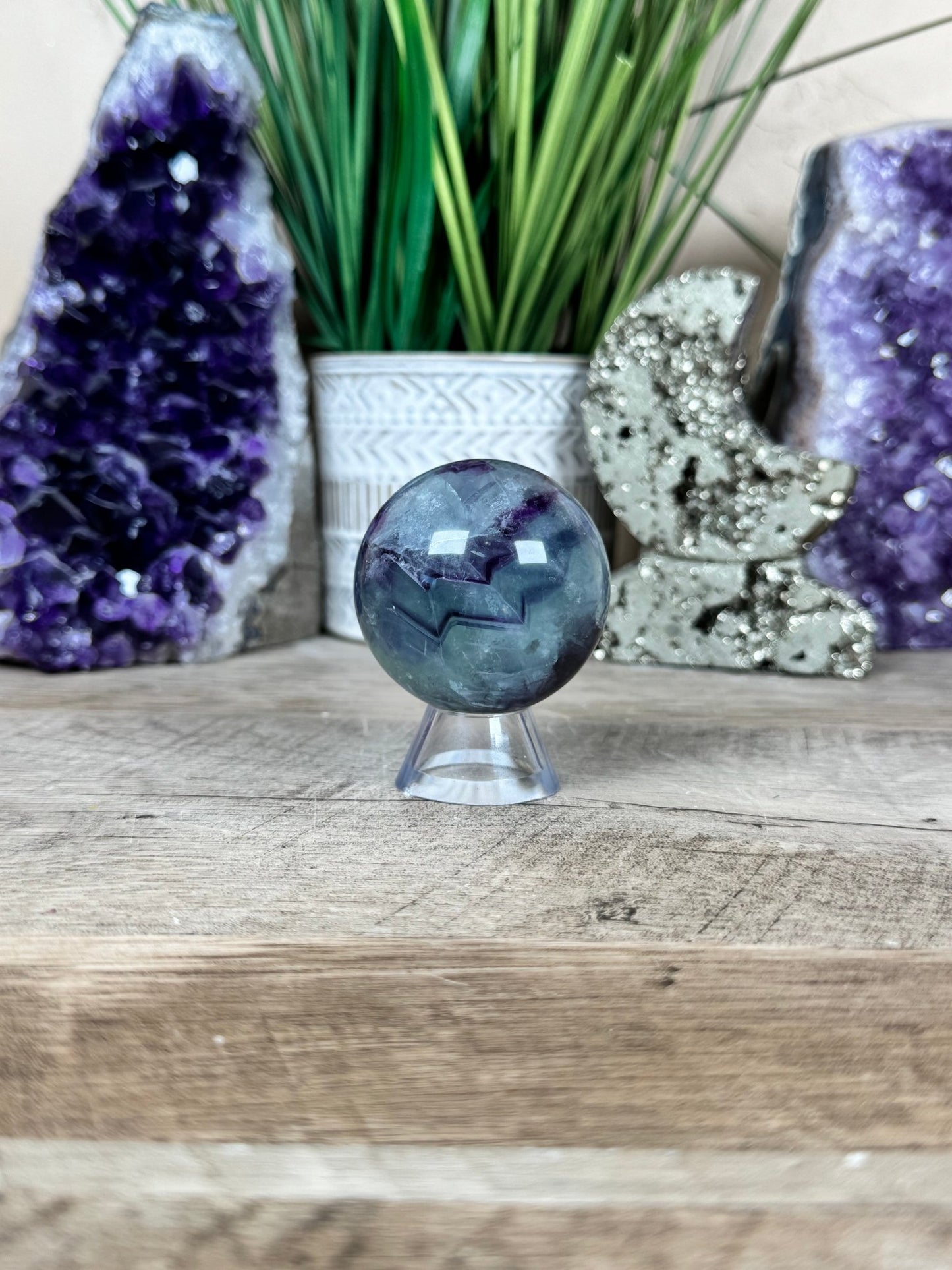 Rainbow Fluorite Sphere 49mm/1.92in - Purple Door Alchemy