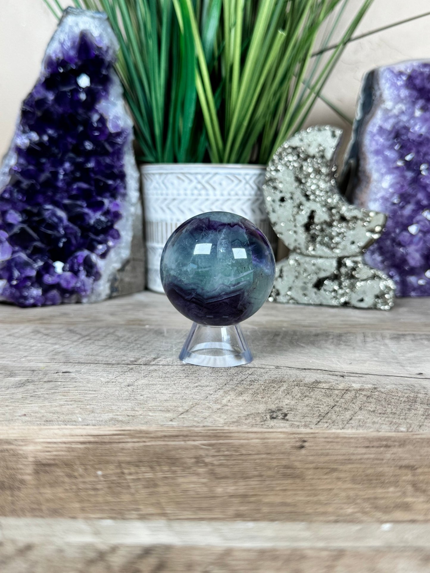Rainbow Fluorite Sphere 49mm/1.92in - Purple Door Alchemy