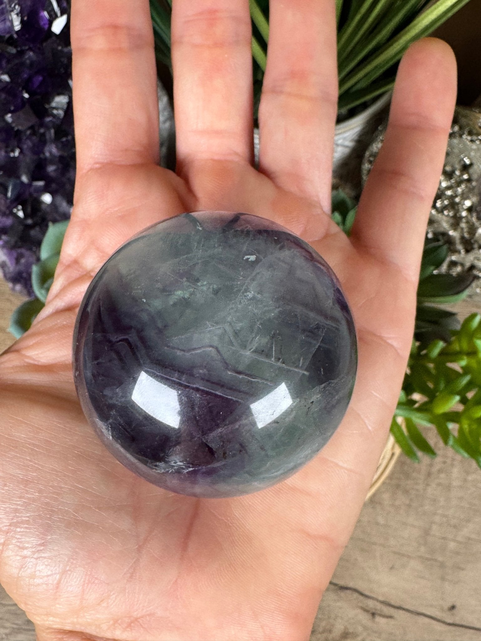 Rainbow Fluorite Sphere 49mm/1.92in - Purple Door Alchemy