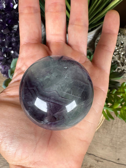 Rainbow Fluorite Sphere 49mm/1.92in - Purple Door Alchemy