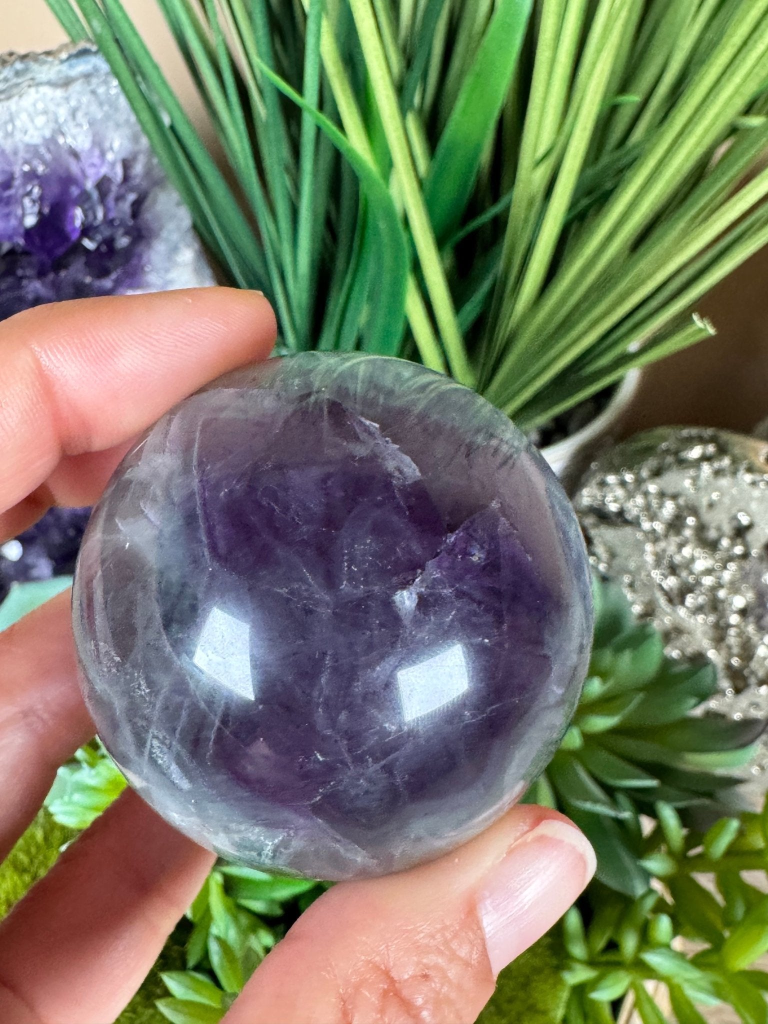 Rainbow Fluorite Sphere 49mm/1.92in - Purple Door Alchemy