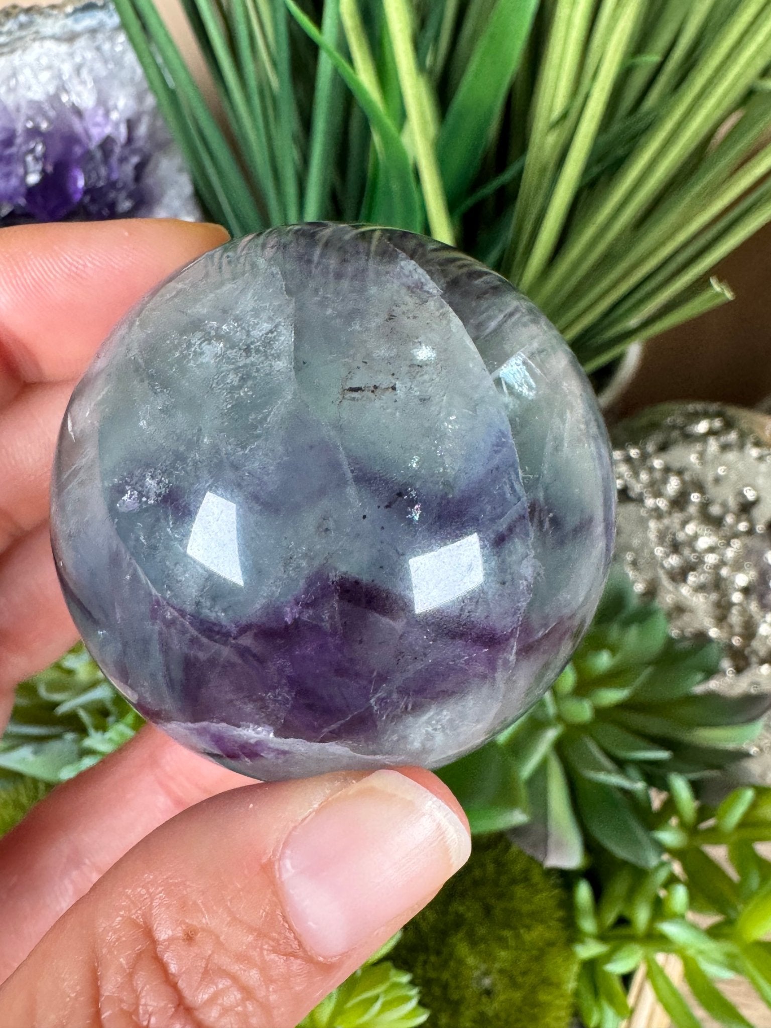 Rainbow Fluorite Sphere 49mm/1.92in - Purple Door Alchemy
