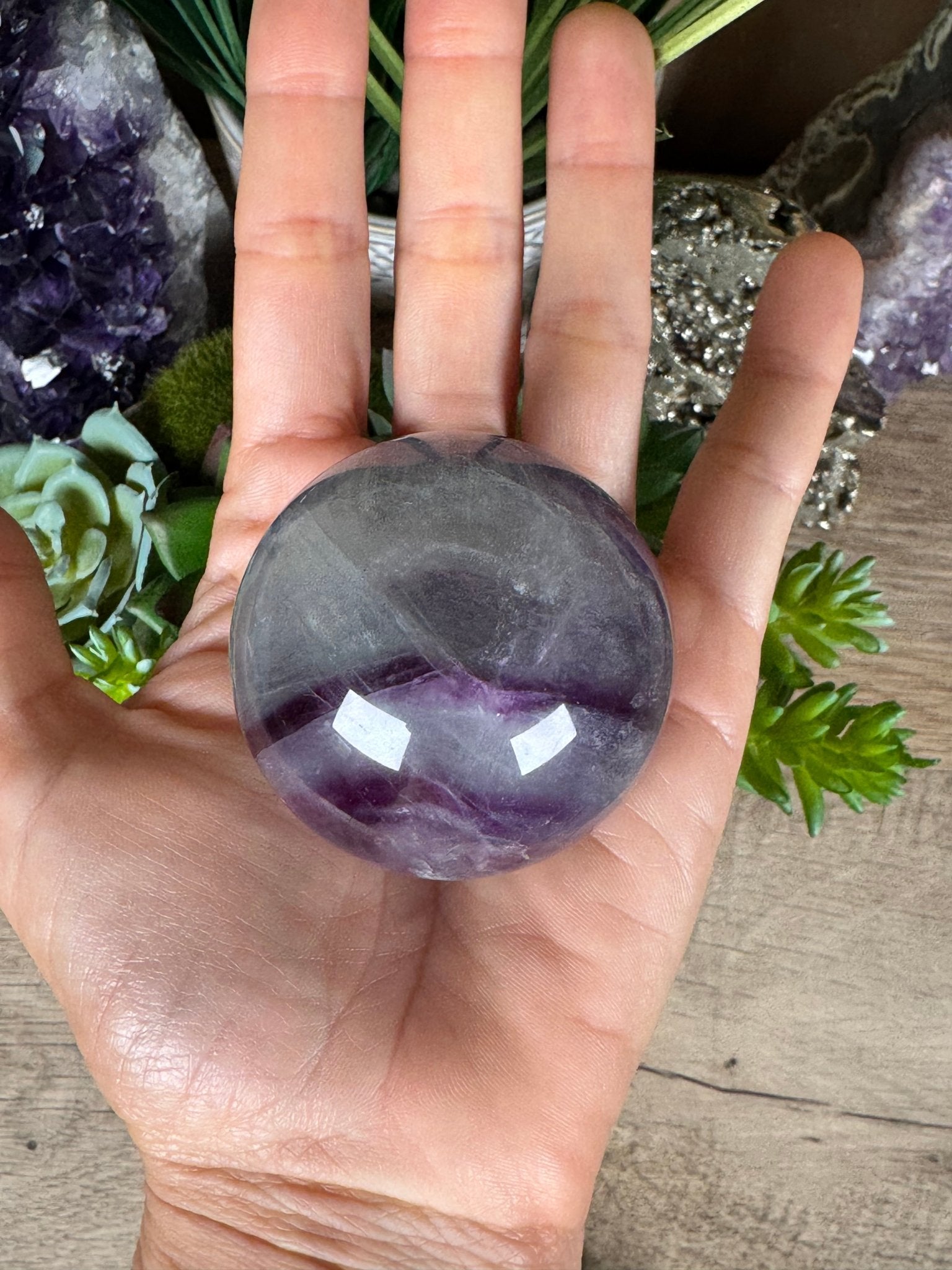 Rainbow Fluorite Sphere 50mm/ 2.06in - Purple Door Alchemy
