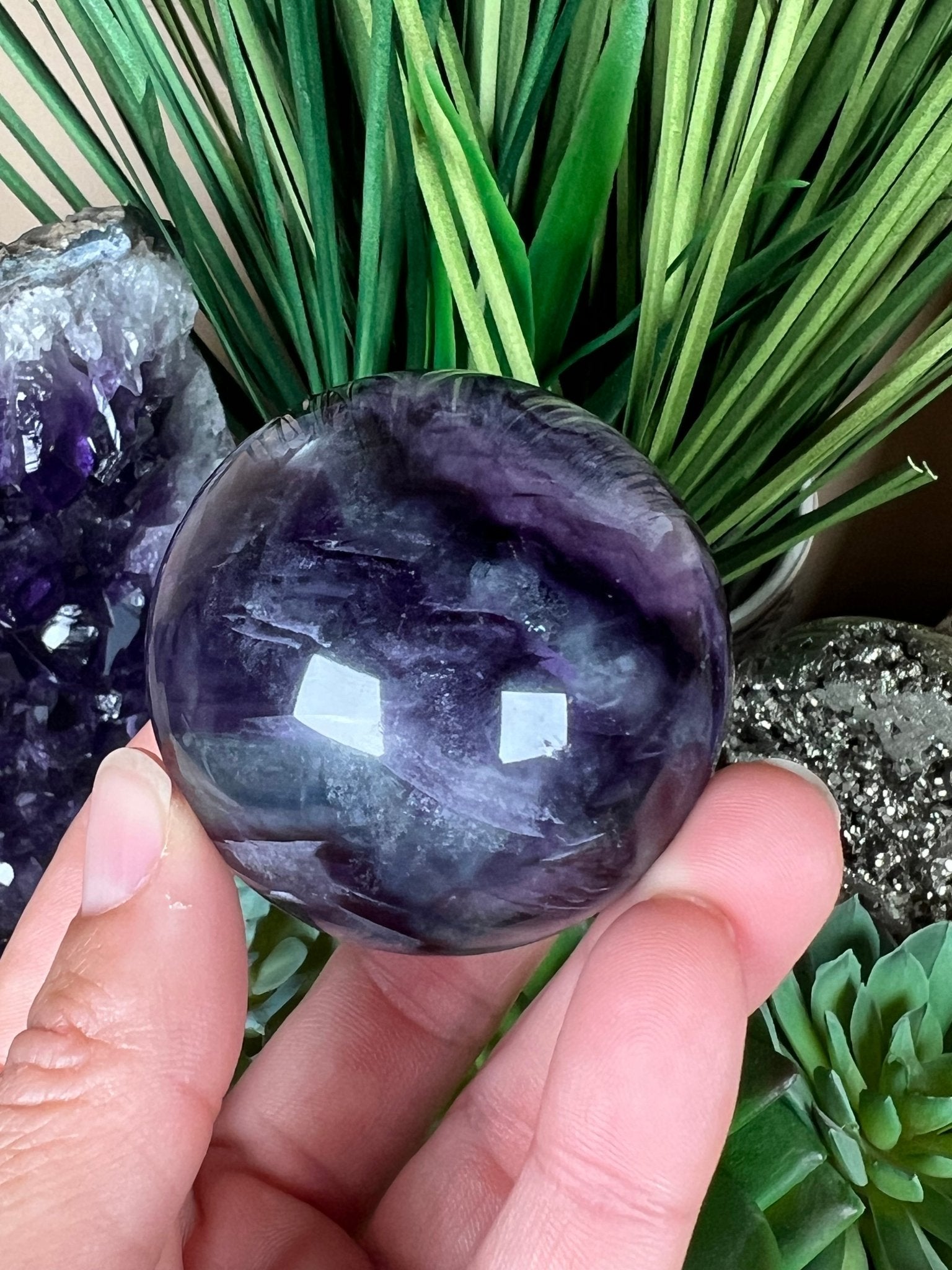 Rainbow Fluorite Sphere 50mm/2in - Purple Door Alchemy