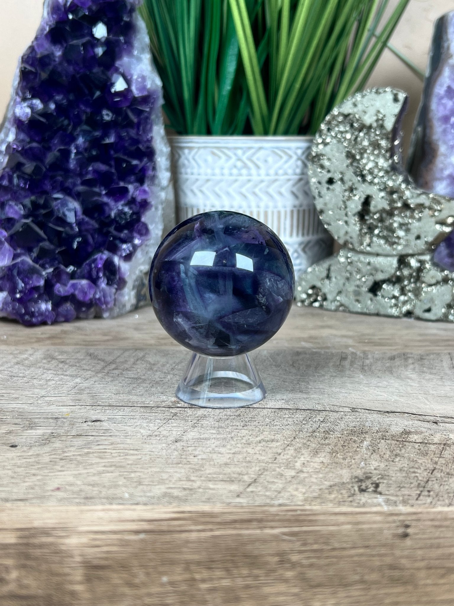Rainbow Fluorite Sphere 50mm/2in - Purple Door Alchemy