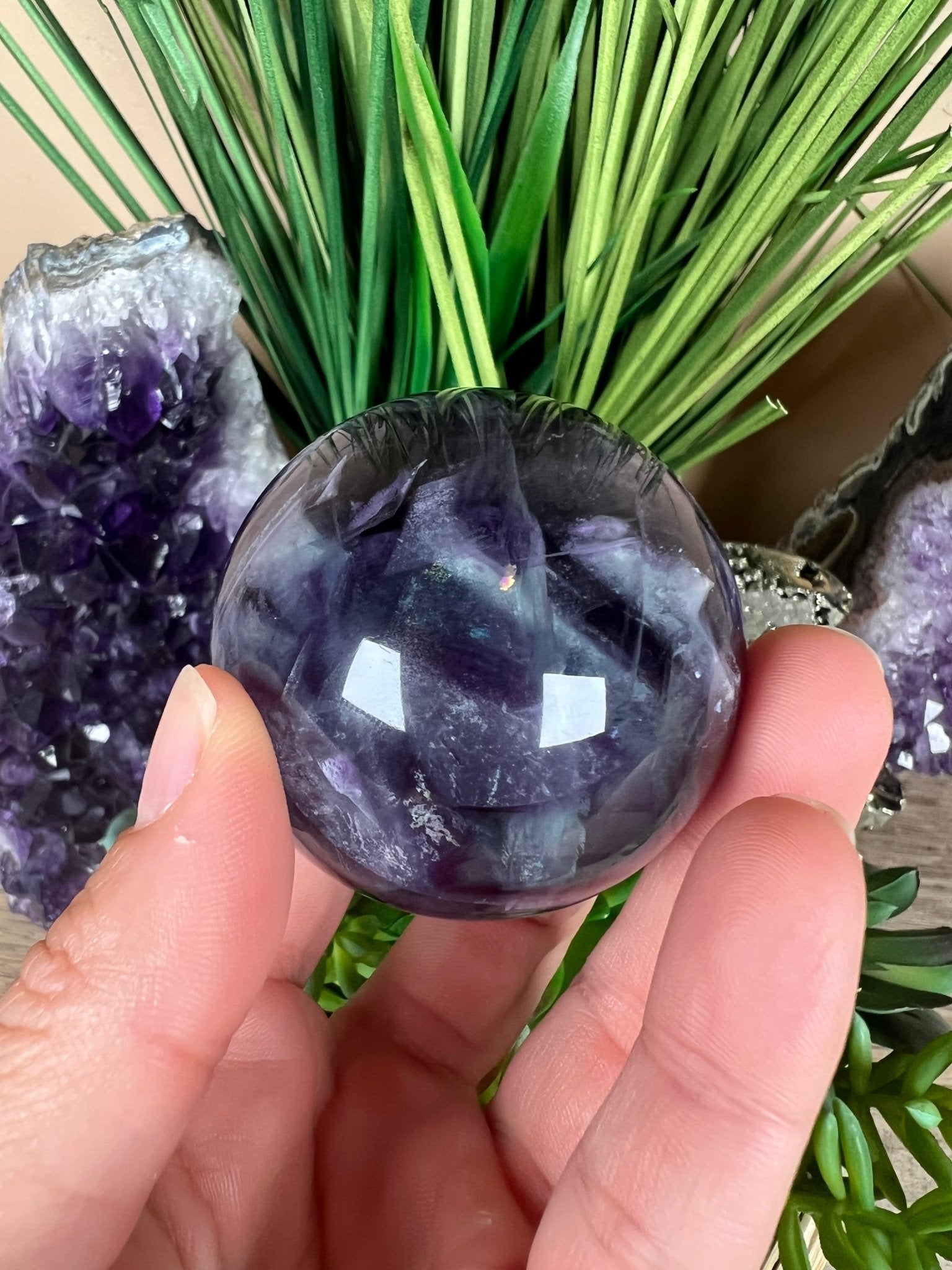 Rainbow Fluorite Sphere 50mm/2in - Purple Door Alchemy