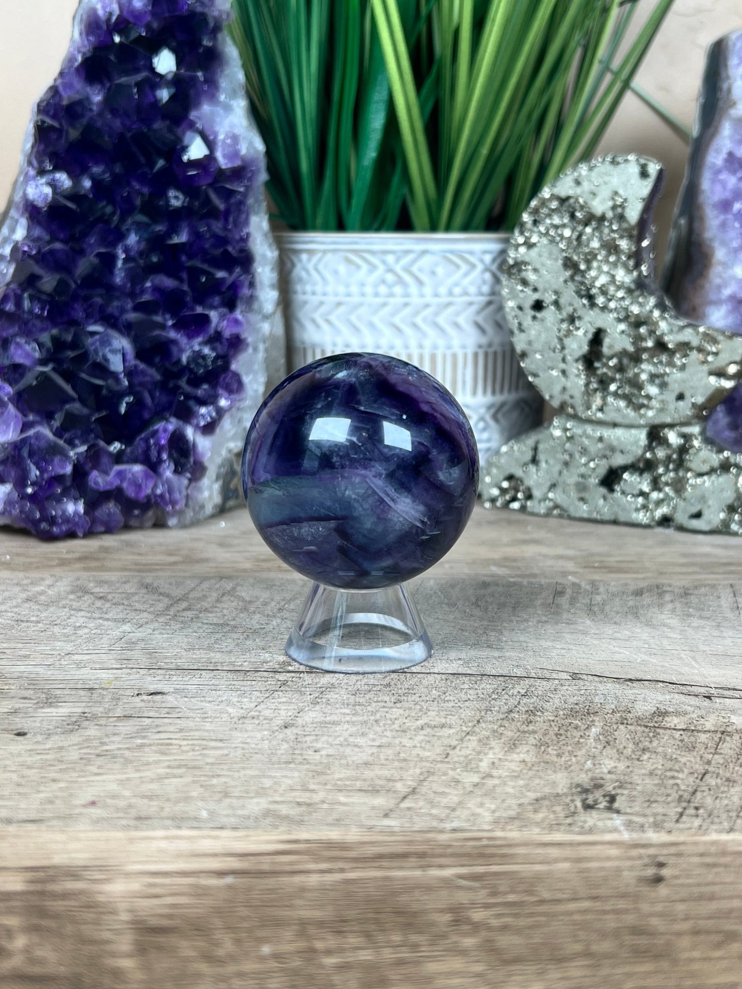 Rainbow Fluorite Sphere 50mm/2in - Purple Door Alchemy