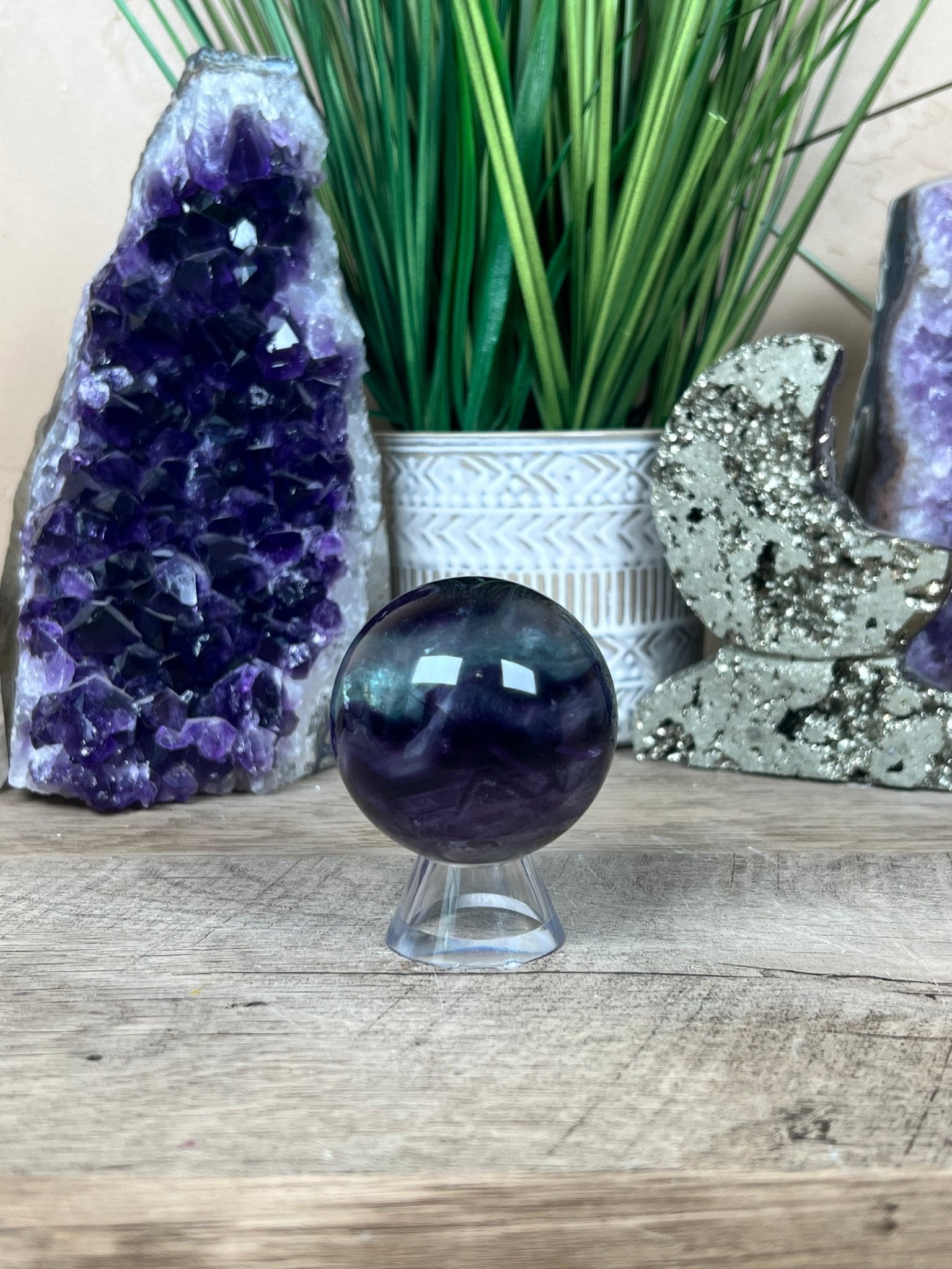 Rainbow Fluorite Sphere 51mm/2.02in - Purple Door Alchemy