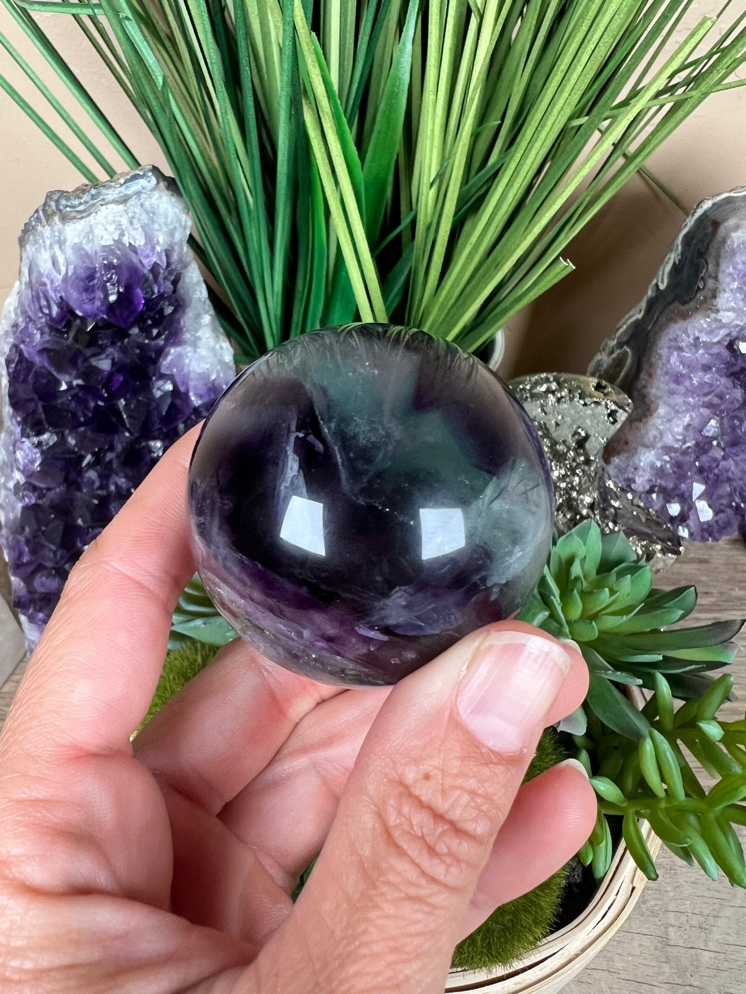 Rainbow Fluorite Sphere 51mm/2.02in - Purple Door Alchemy