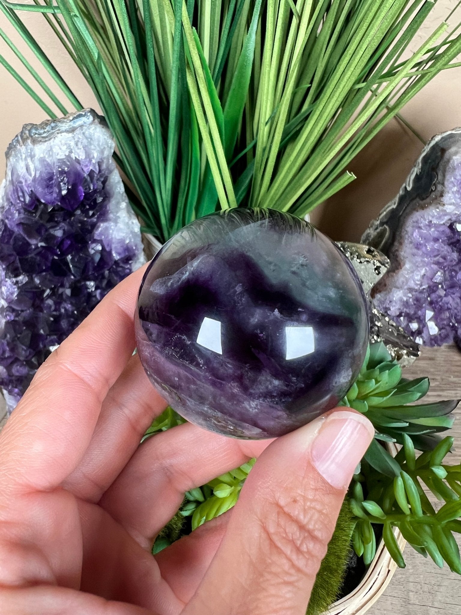Rainbow Fluorite Sphere 51mm/2.02in - Purple Door Alchemy