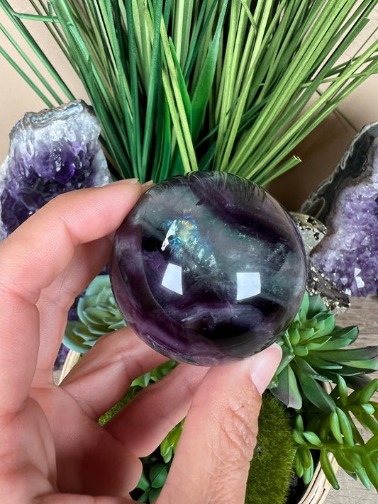 Rainbow Fluorite Sphere 51mm/2.02in - Purple Door Alchemy