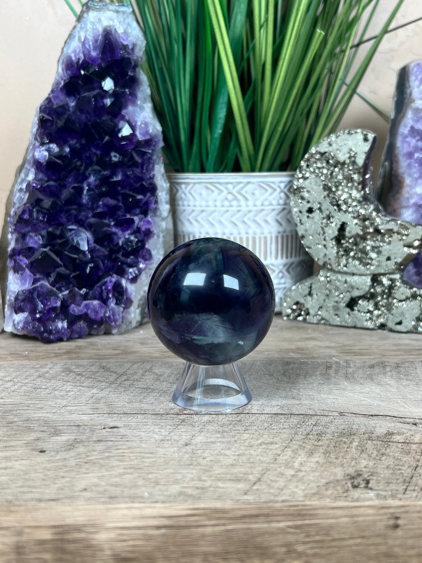 Rainbow Fluorite Sphere 51mm/2.02in - Purple Door Alchemy