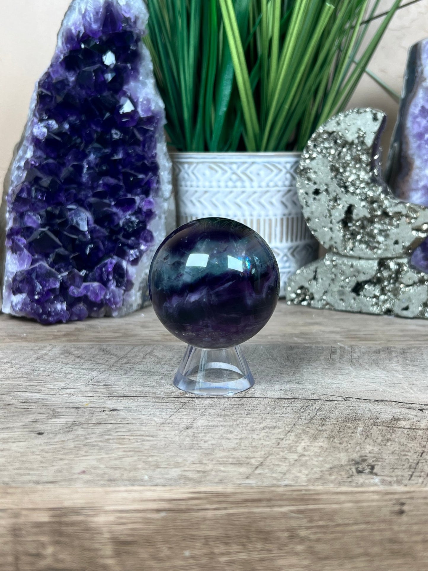 Rainbow Fluorite Sphere 51mm/2.02in - Purple Door Alchemy