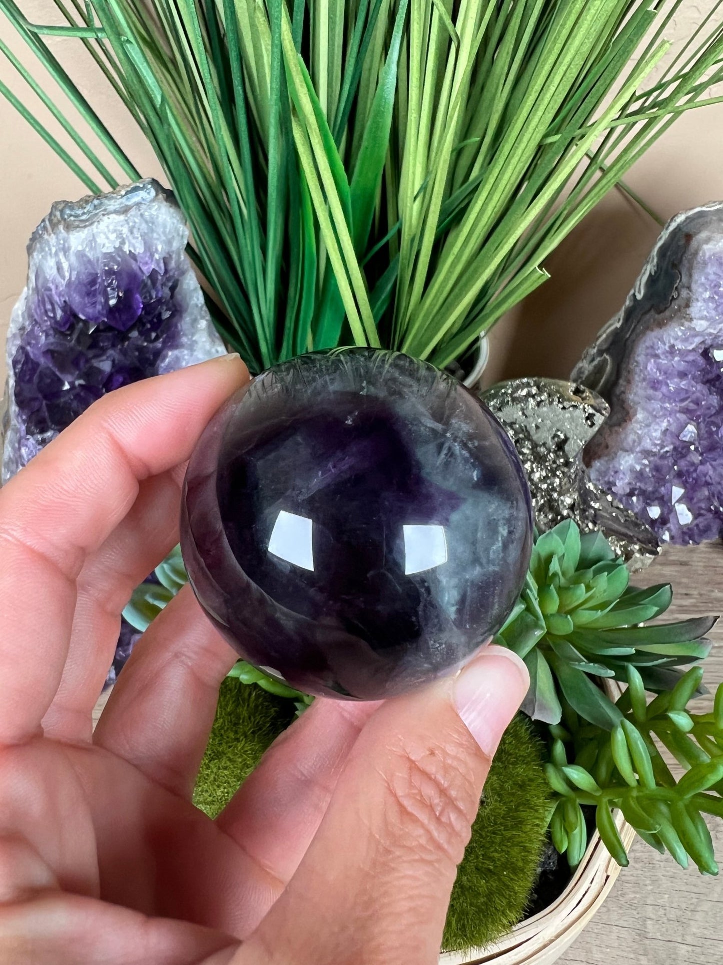 Rainbow Fluorite Sphere 51mm/2.02in - Purple Door Alchemy