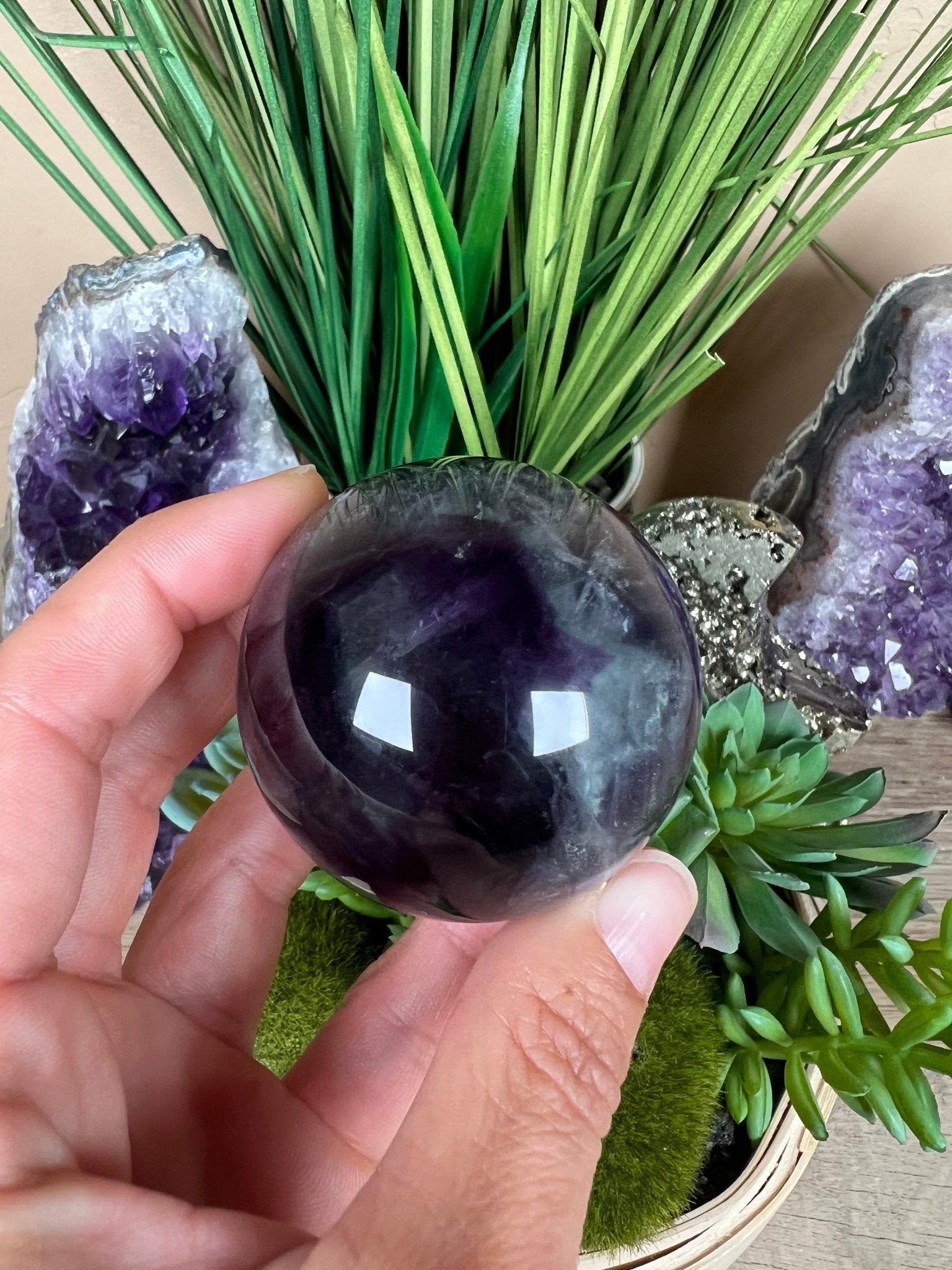 Rainbow Fluorite Sphere 51mm/2.02in - Purple Door Alchemy