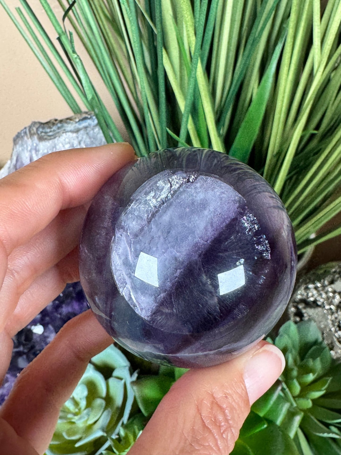 Rainbow Fluorite Sphere 52mm/ 2.08in - Purple Door Alchemy