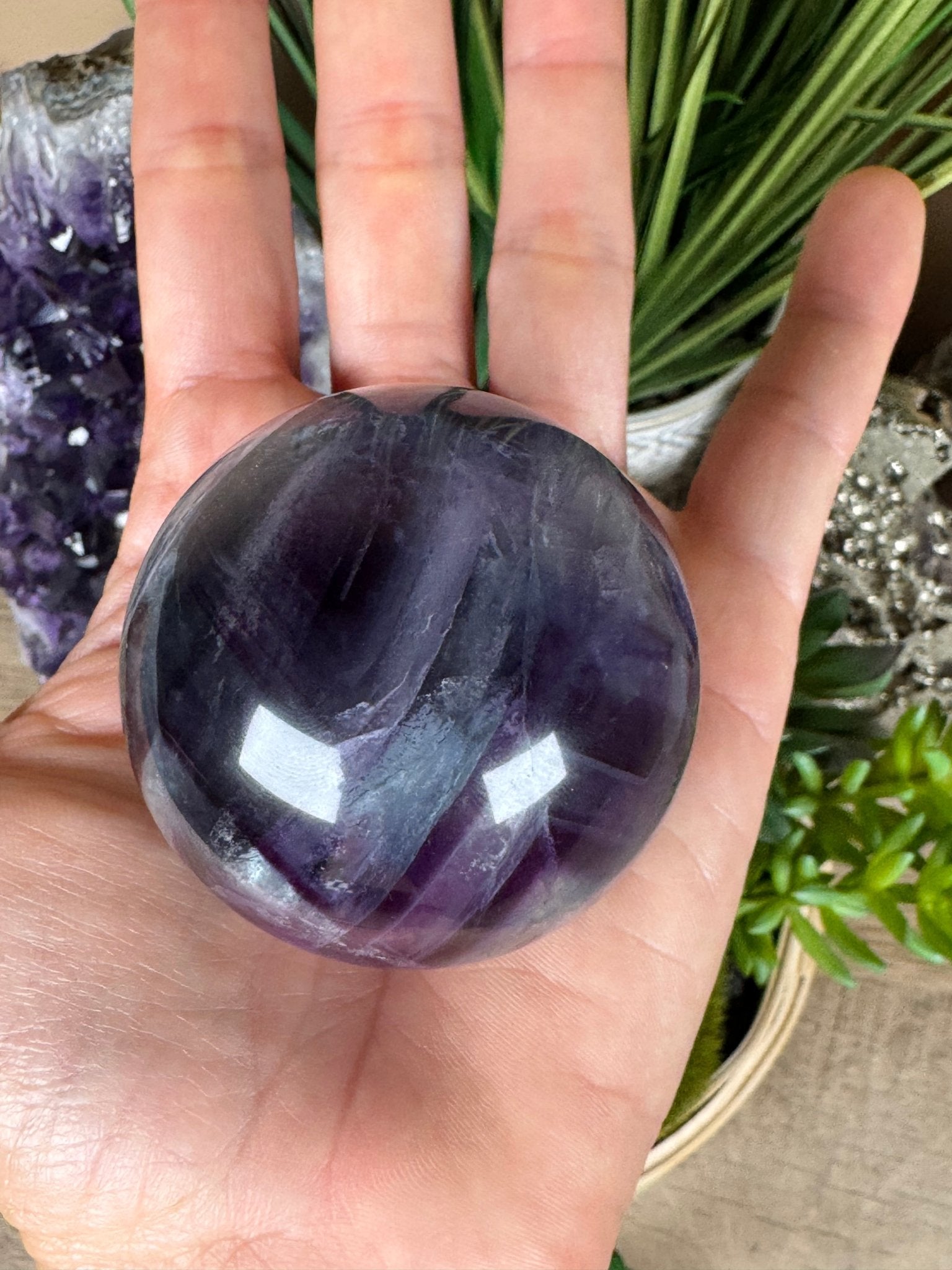 Rainbow Fluorite Sphere 52mm/ 2.08in - Purple Door Alchemy