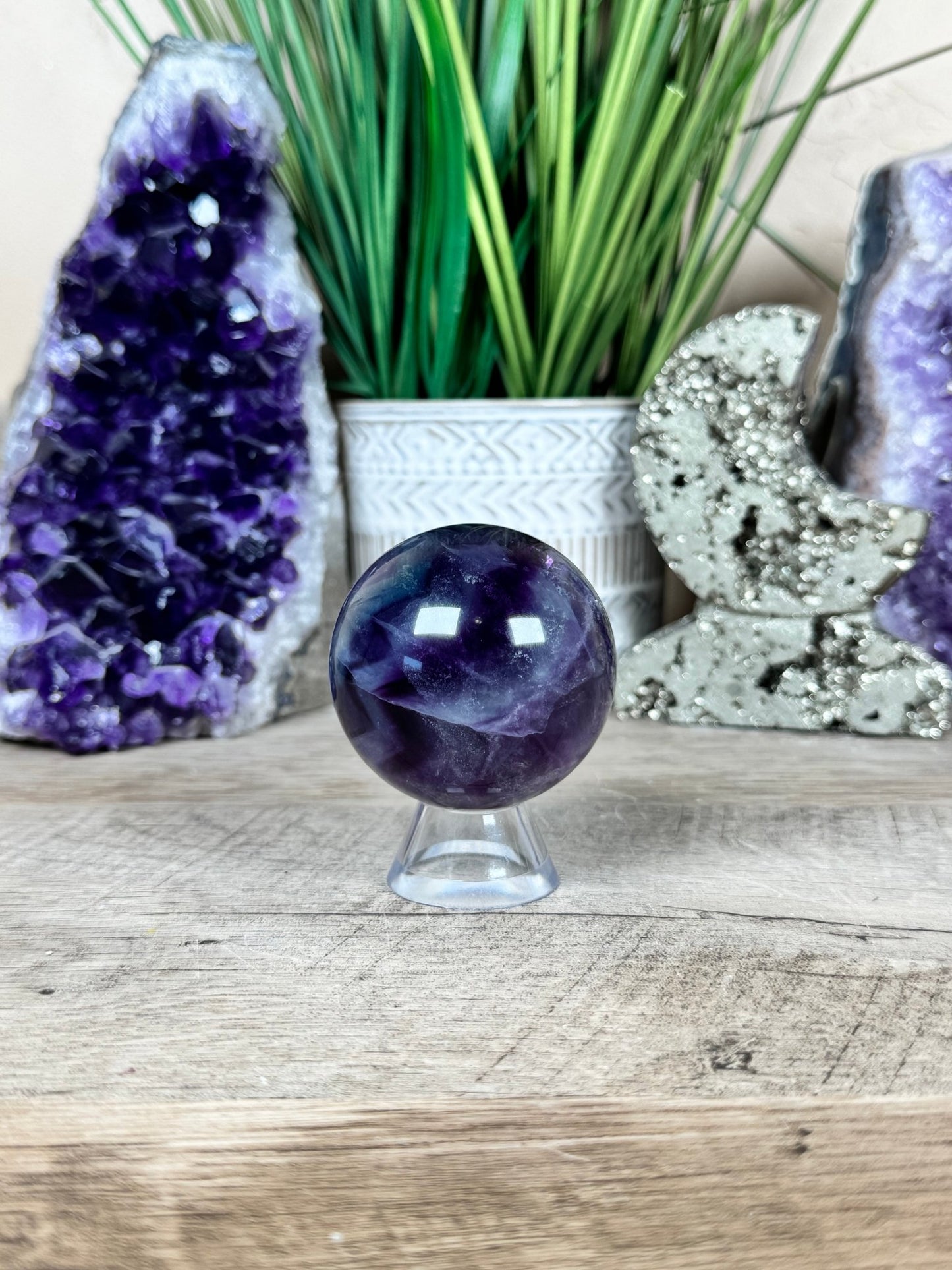 Rainbow Fluorite Sphere 52mm/ 2.08in - Purple Door Alchemy