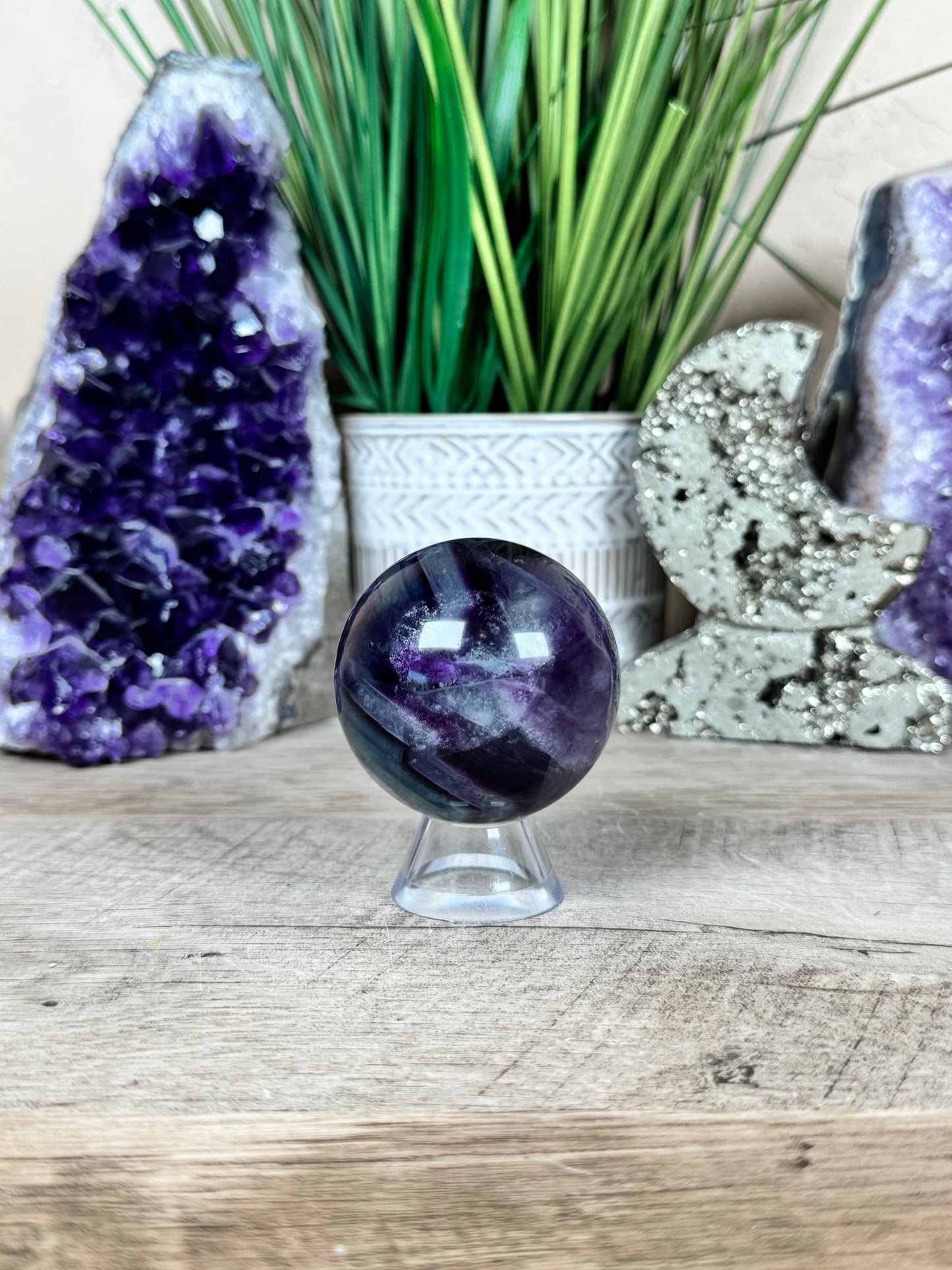 Rainbow Fluorite Sphere 52mm/ 2.08in - Purple Door Alchemy