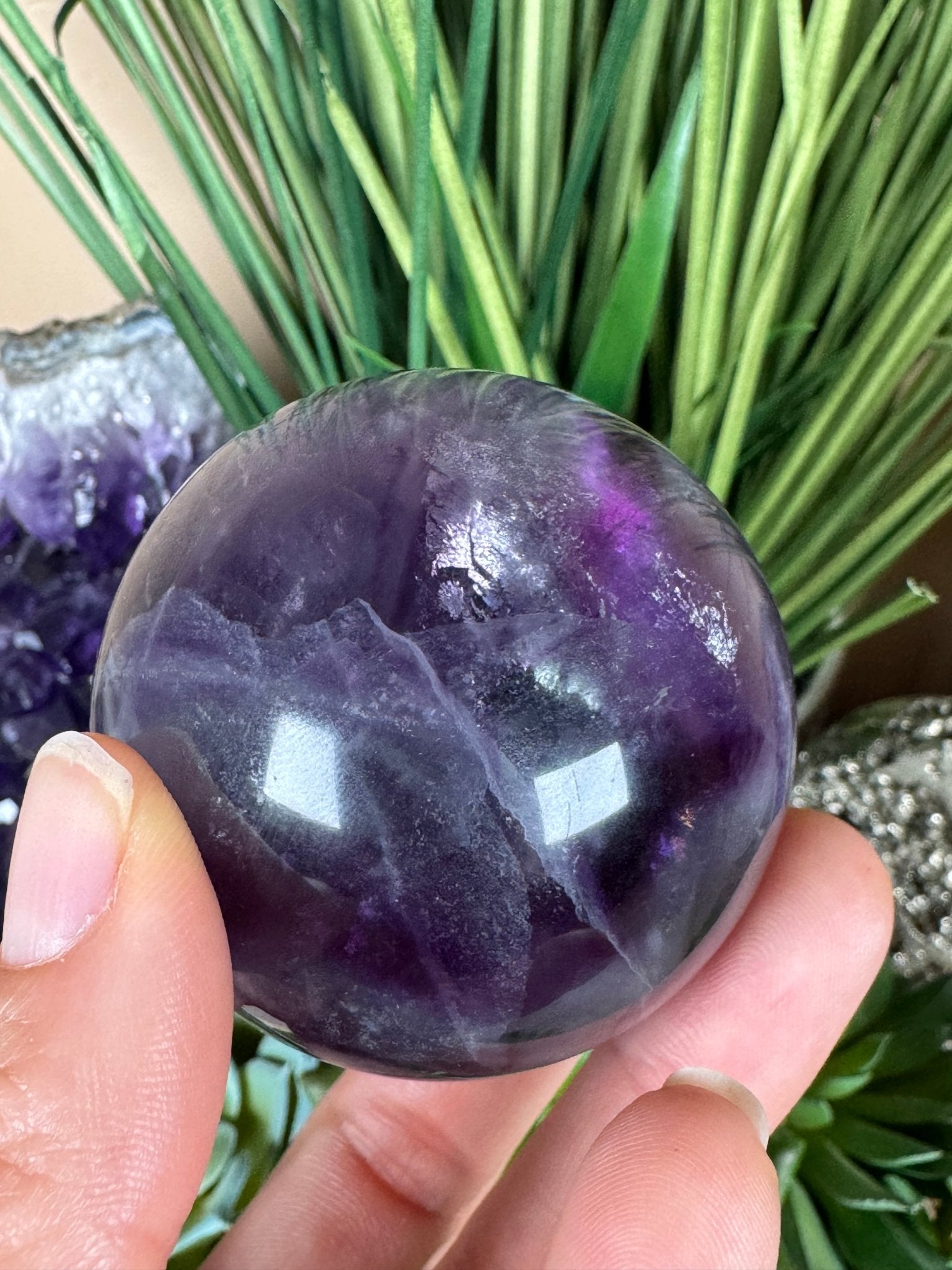 Rainbow Fluorite Sphere 52mm/ 2.08in - Purple Door Alchemy